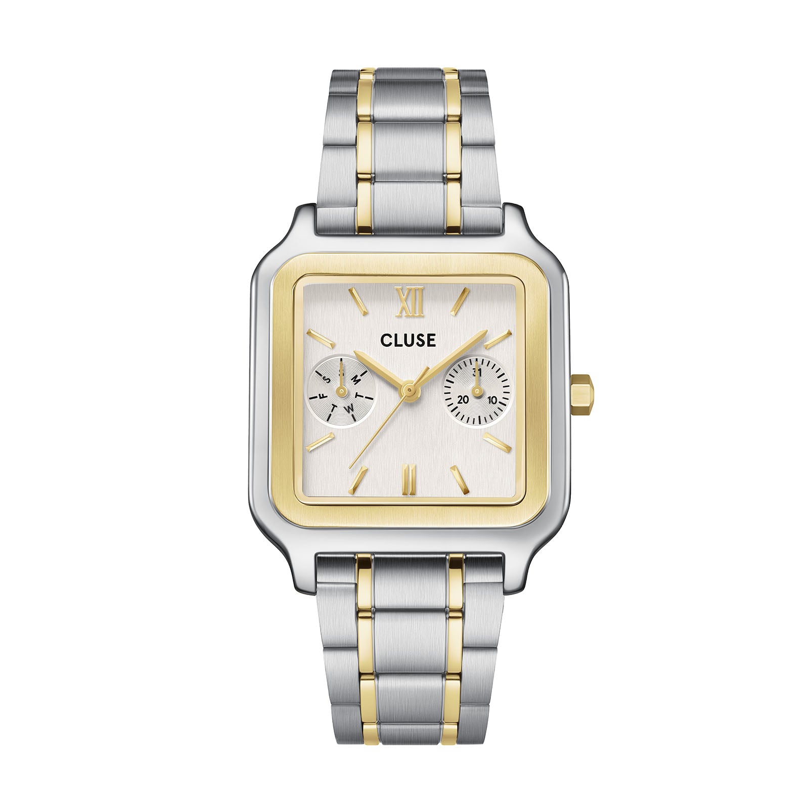 CLUSE Gracieuse Multifunction watch, white dial, two tone stainless steel strap CW16402