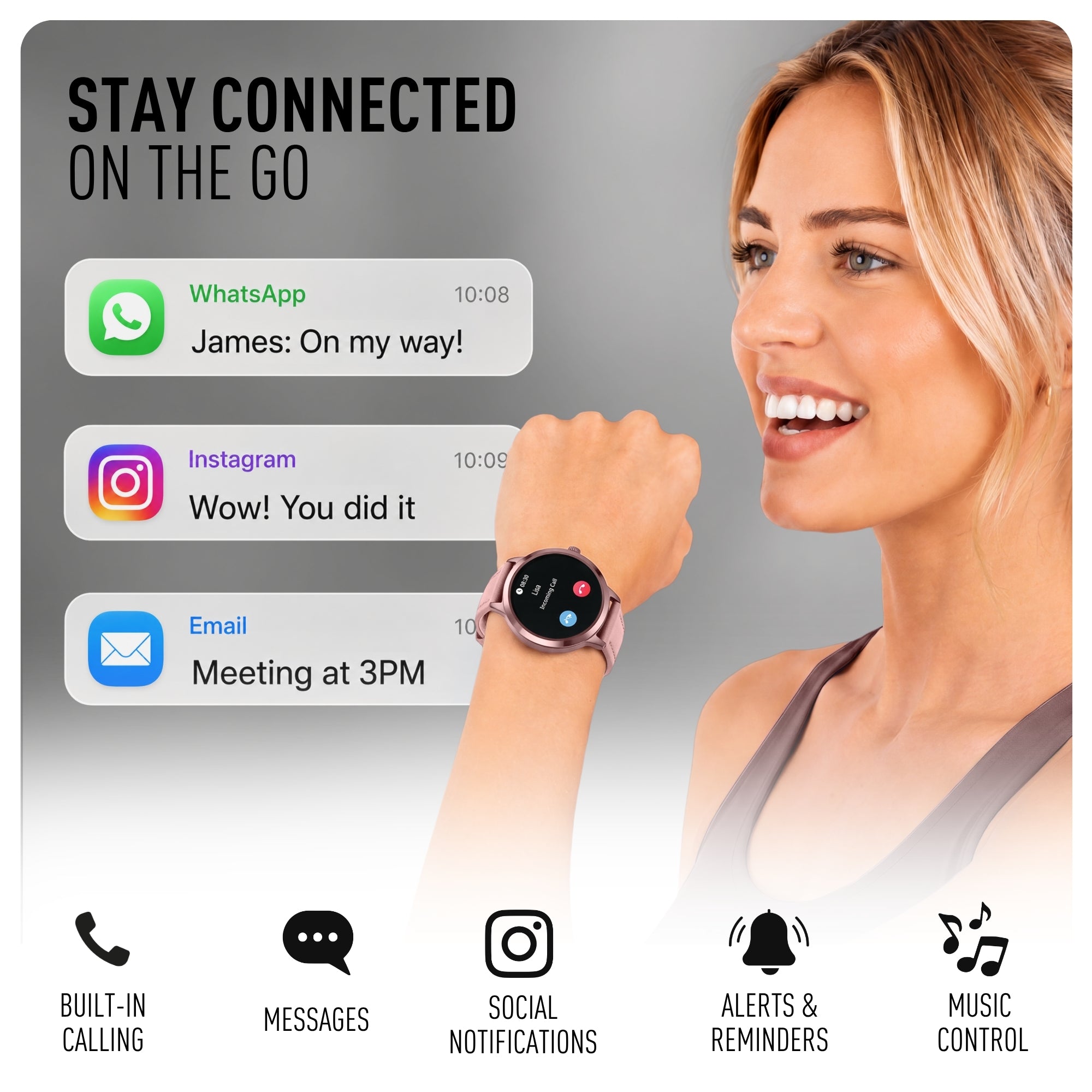 Reflex Active Spectra 300 R Amoled Rose Silicone smart watch — view 5