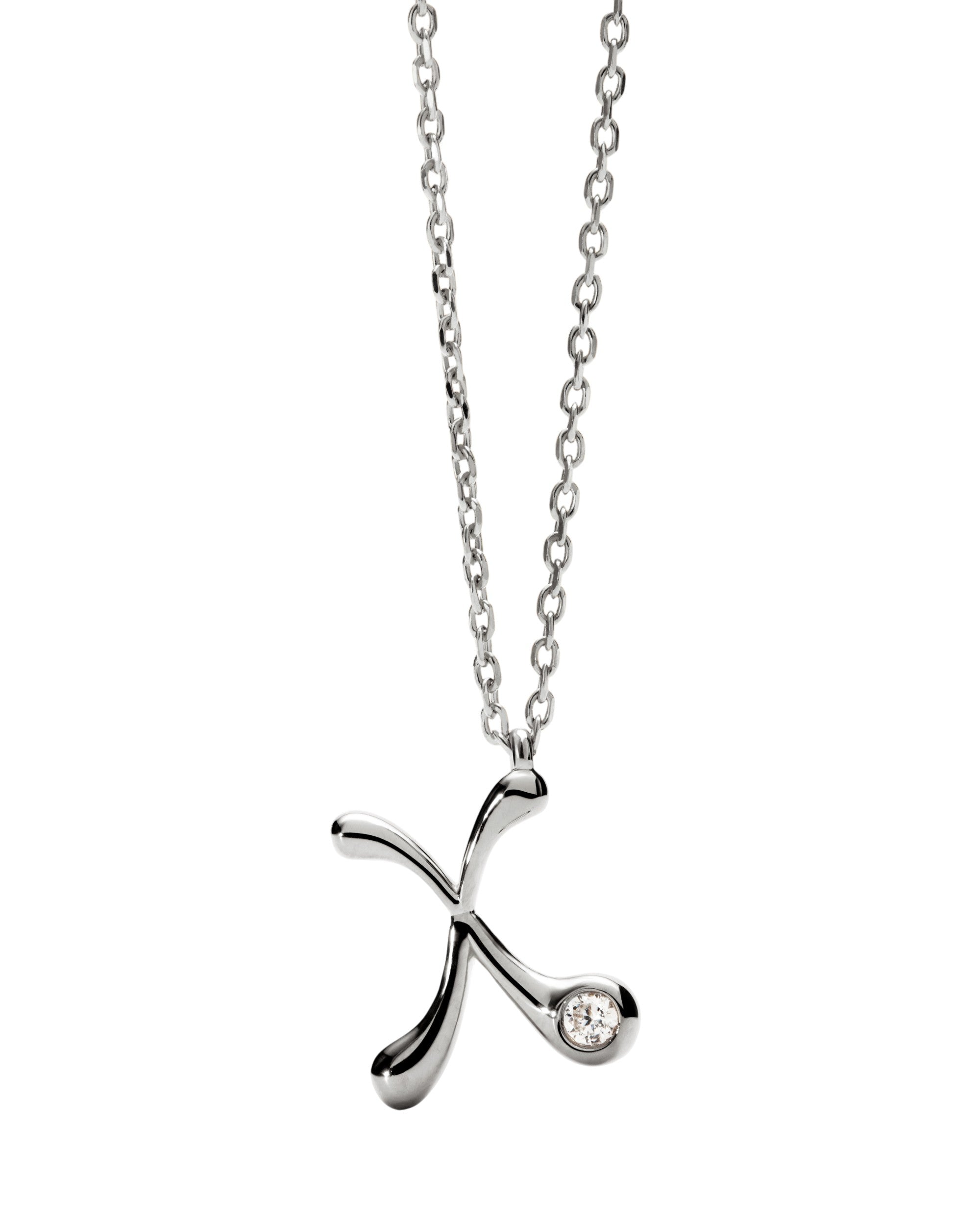PDPAOLA Initial Letter Pendant X 12 Mm Tall X Motif Recycled Silver Women's Necklace