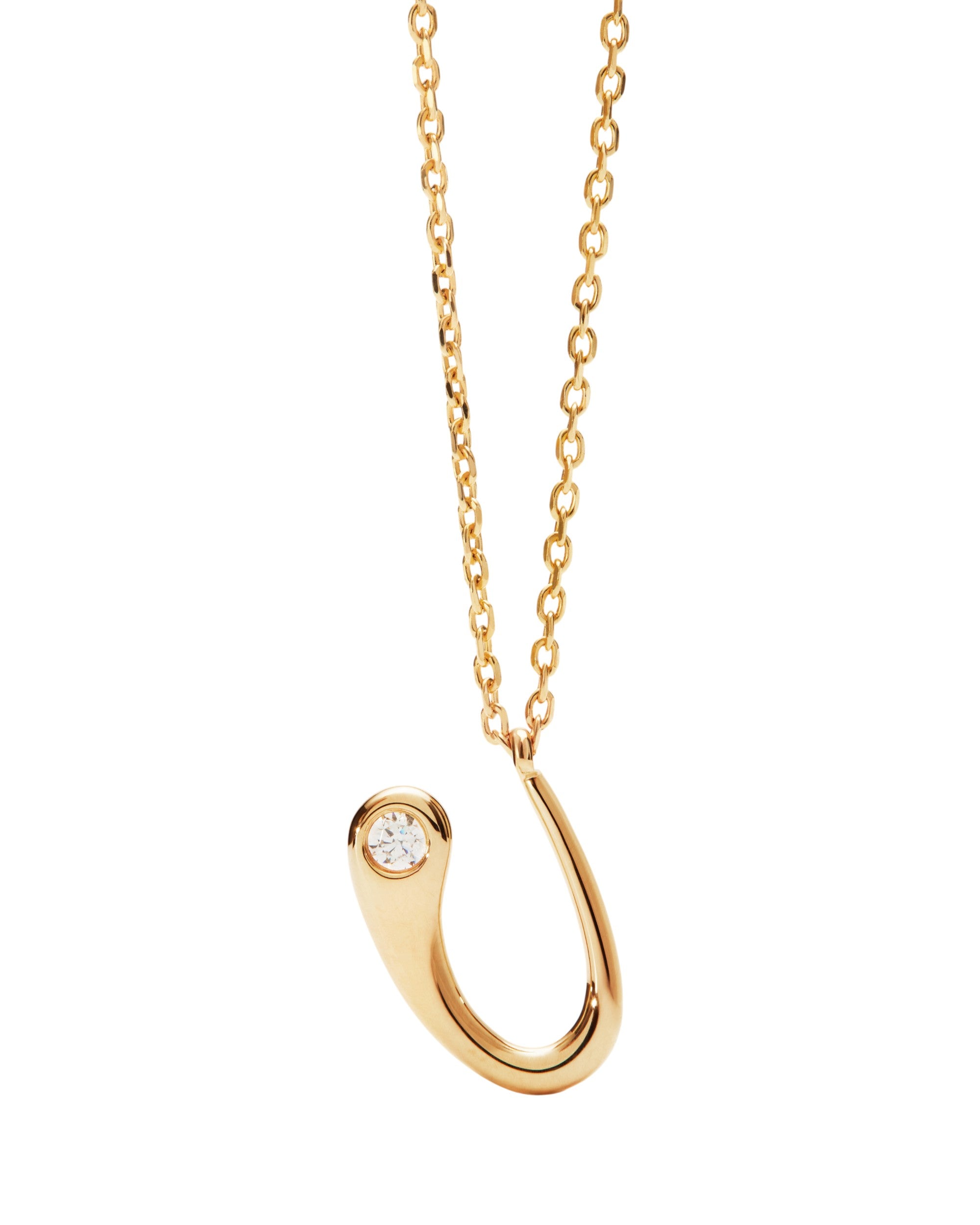 PDPAOLA Initial Letter Pendant U Necklace Gold