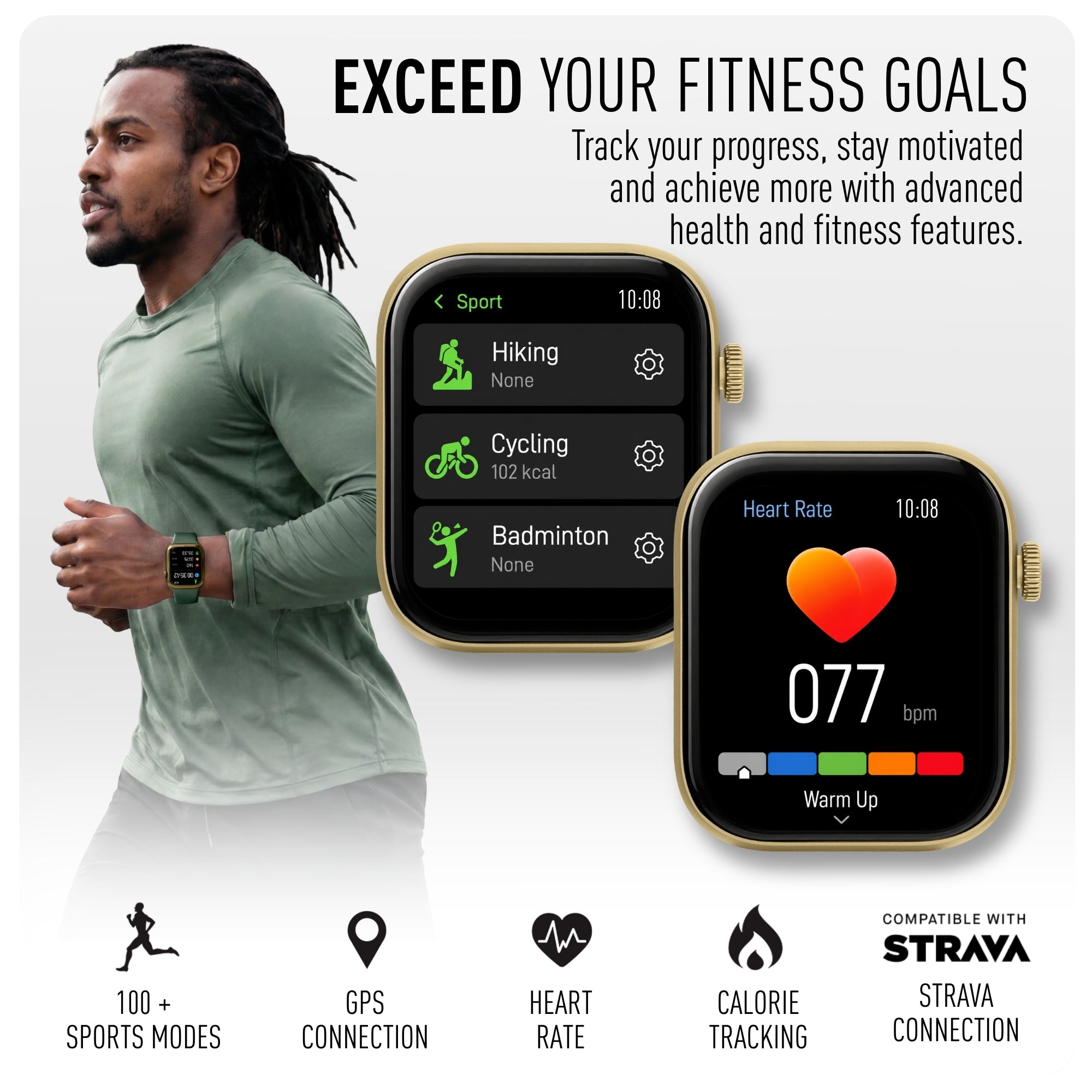 Reflex Active Spectra 300 S Lite Amoled Gold Bezel Green Silicone smart watch — view 2