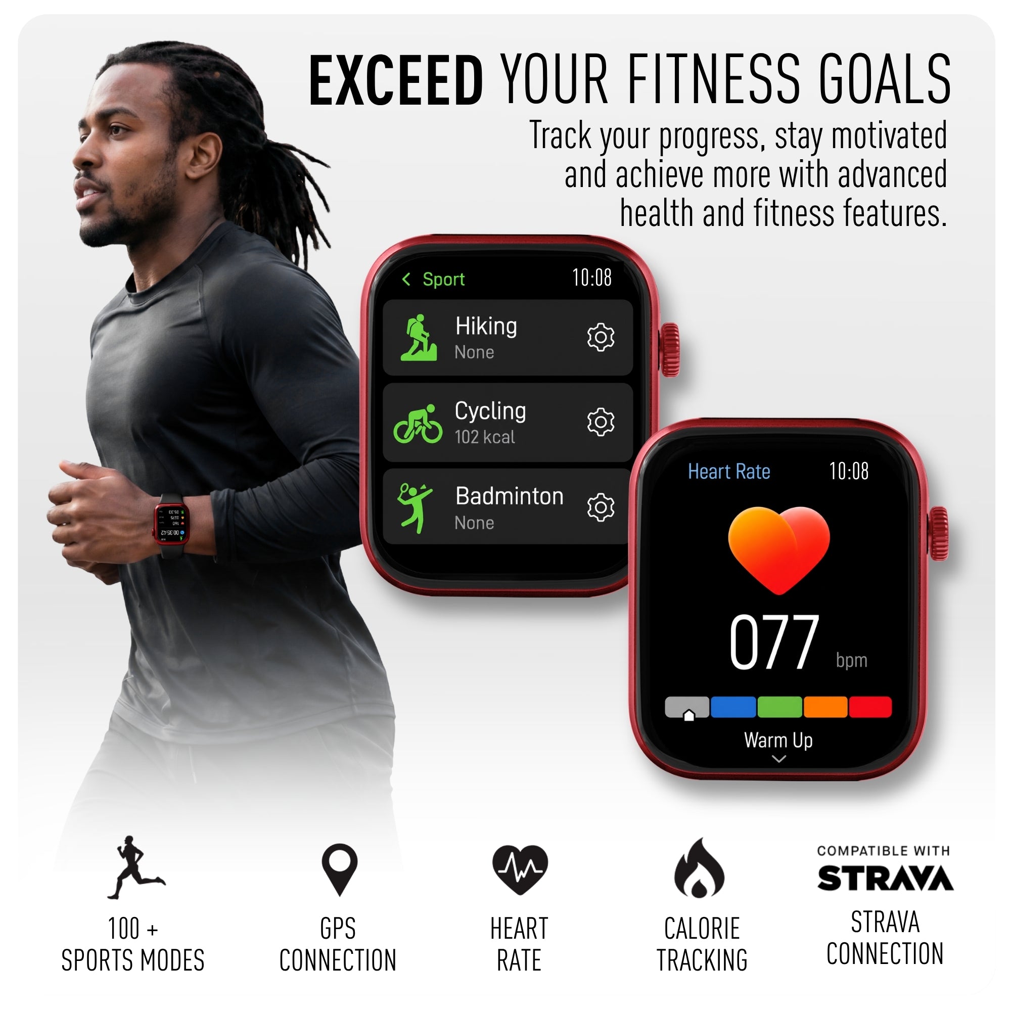 Reflex Active Spectra 300 S Lite Amoled Red Bezel Black Silicone smart watch — view 2