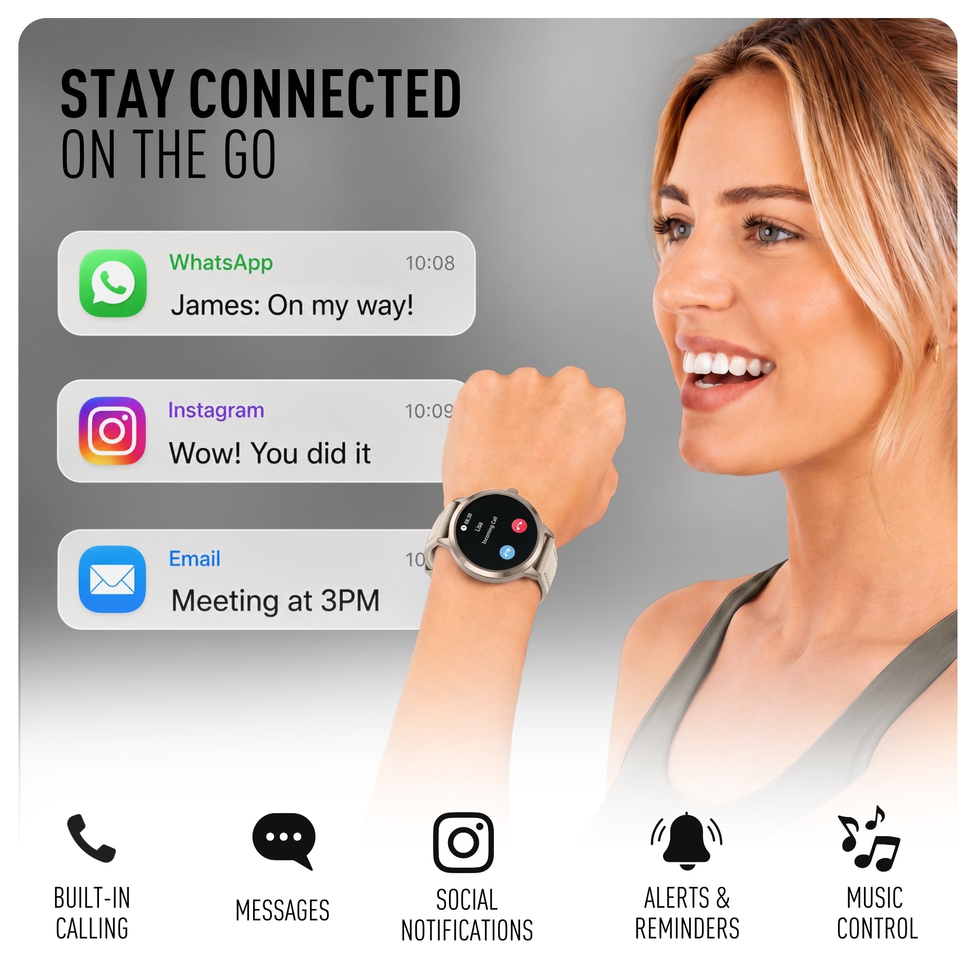 Reflex Active Spectra 300 R Amoled Gold Silicone smart watch — view 6