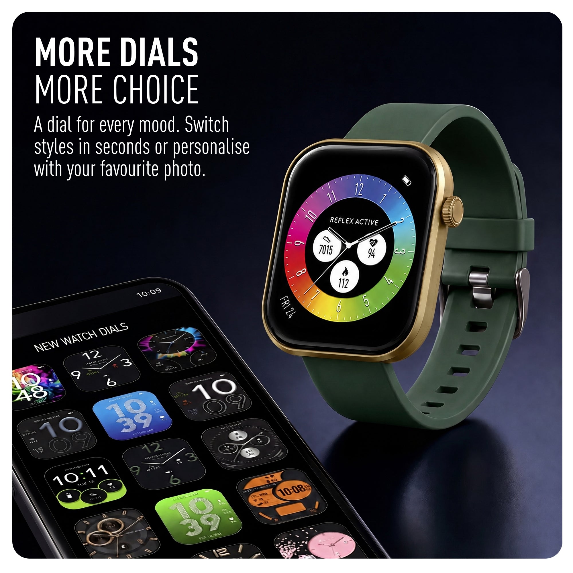 Reflex Active Spectra 300 S Lite Amoled Gold Bezel Green Silicone smart watch — view 6
