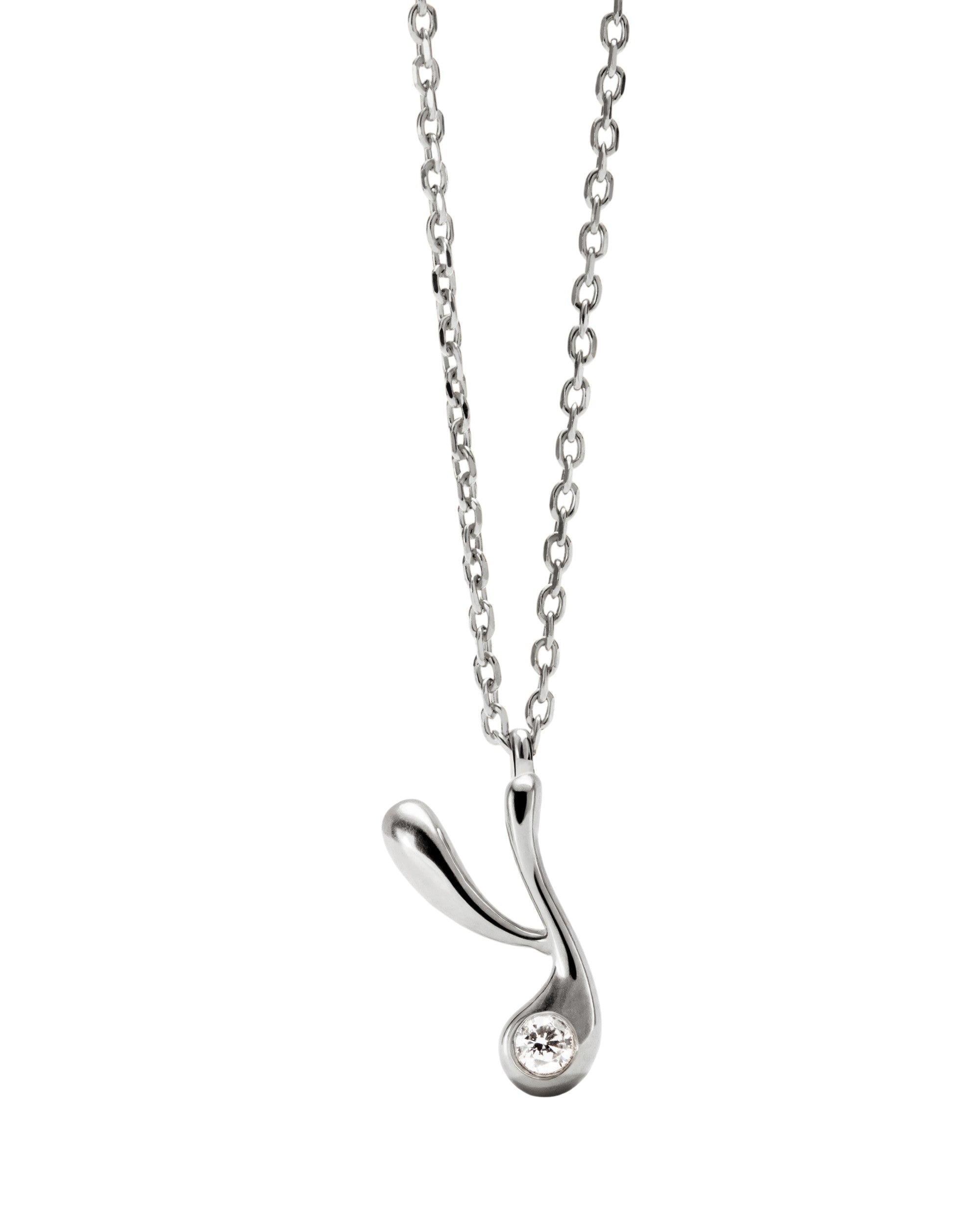 PDPAOLA Initial Letter Pendant Y Necklace Silver