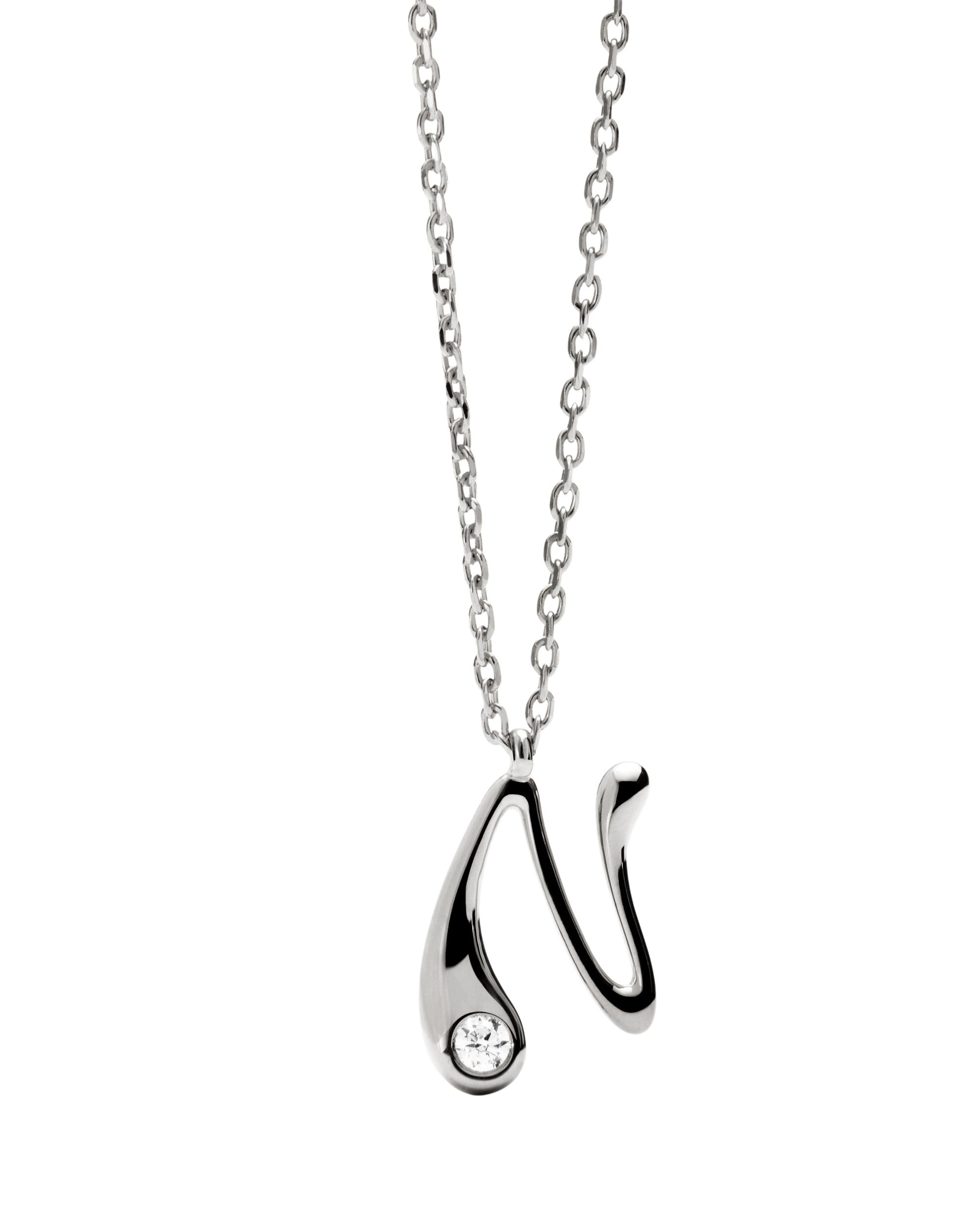 PDPAOLA Initial Letter Pendant N Unisex Necklace Sterling Silver