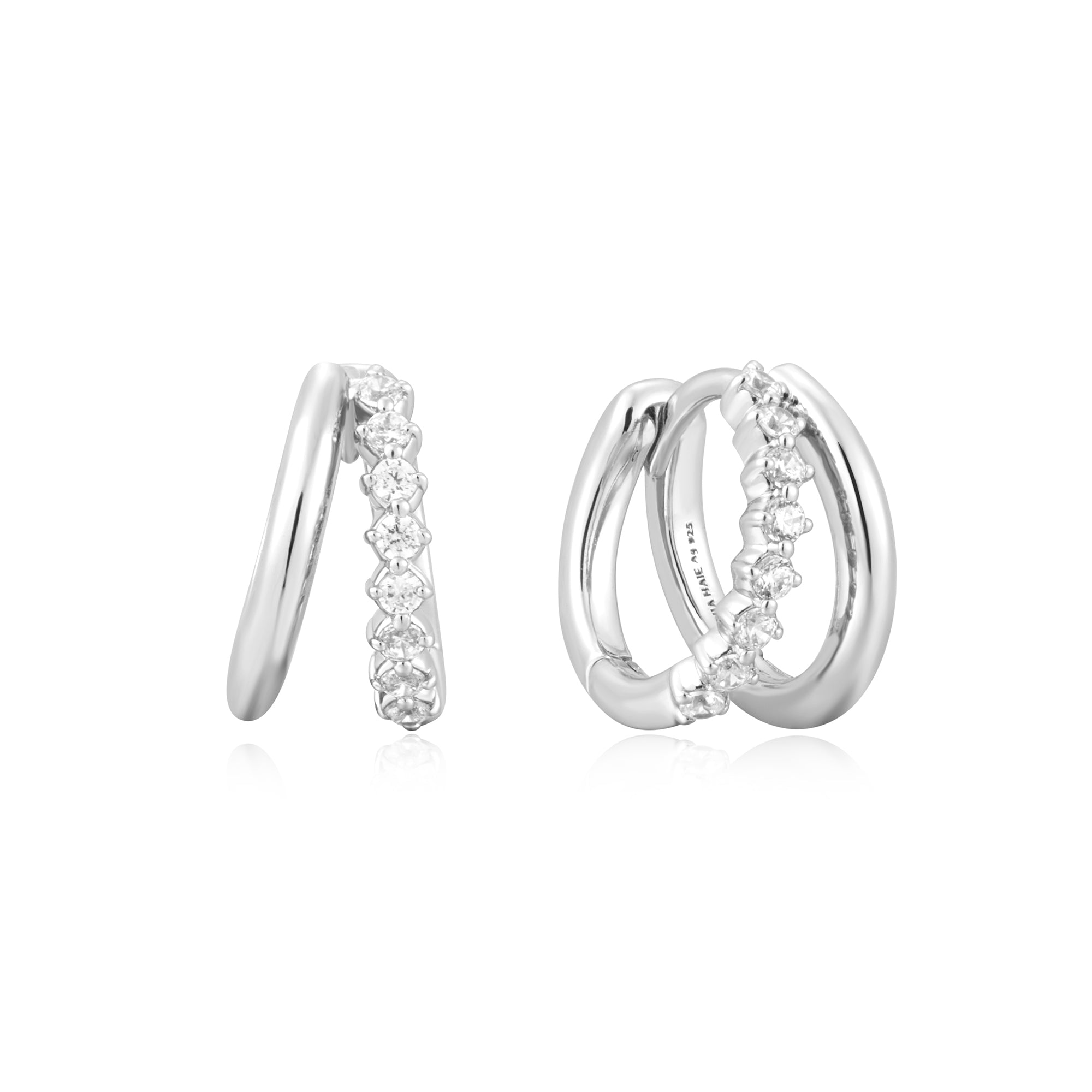 Ania Haie Silver Double Huggies Trendy Affordable Statement Earrings