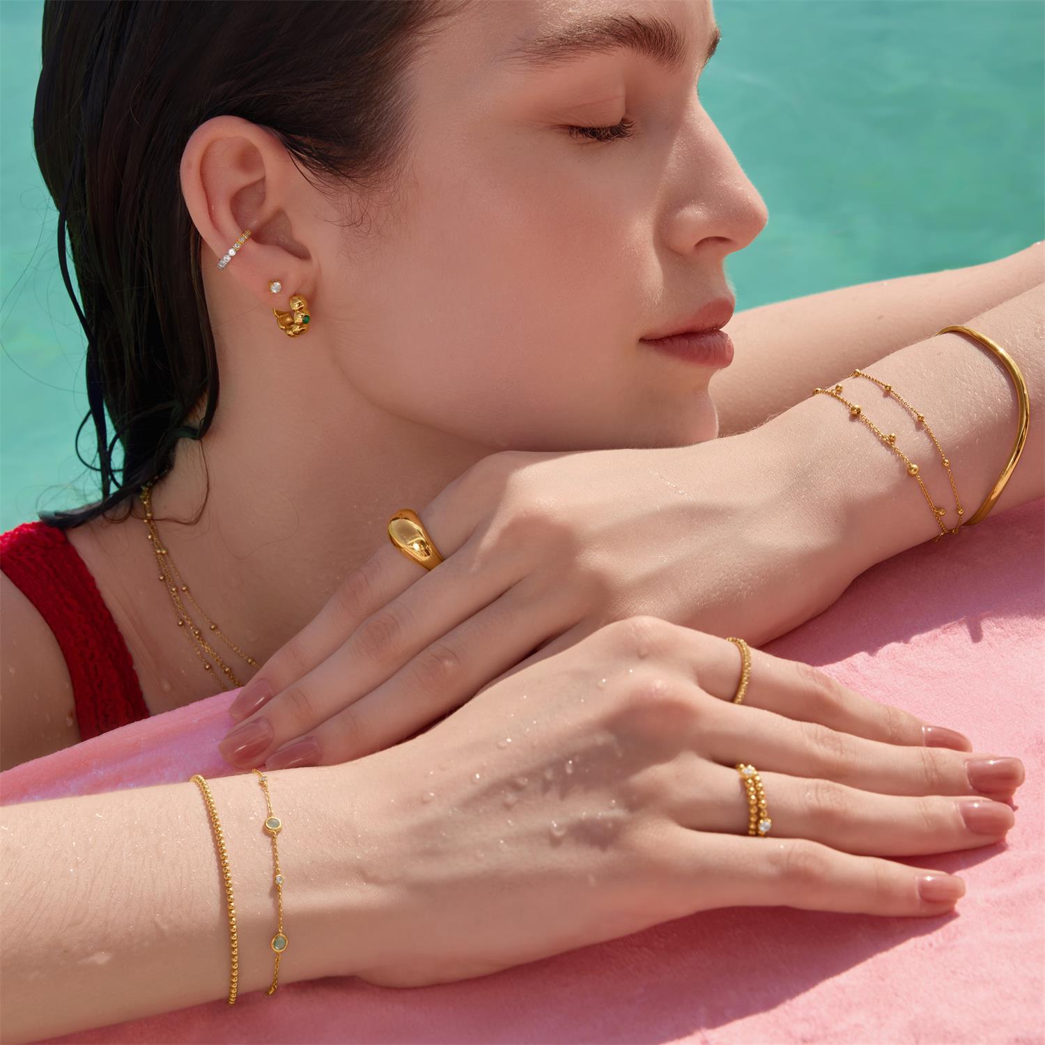 Ania Haie Gold Reversible Puffy Huggie Hoop Earrings