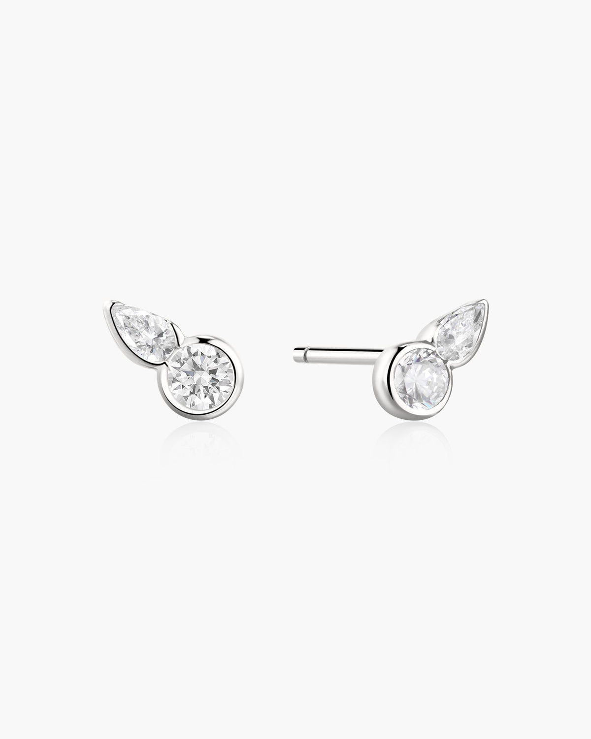 Ania Haie Silver Bezel Round & Teardrop Stud Earrings E076-01H E076-01H front packshot