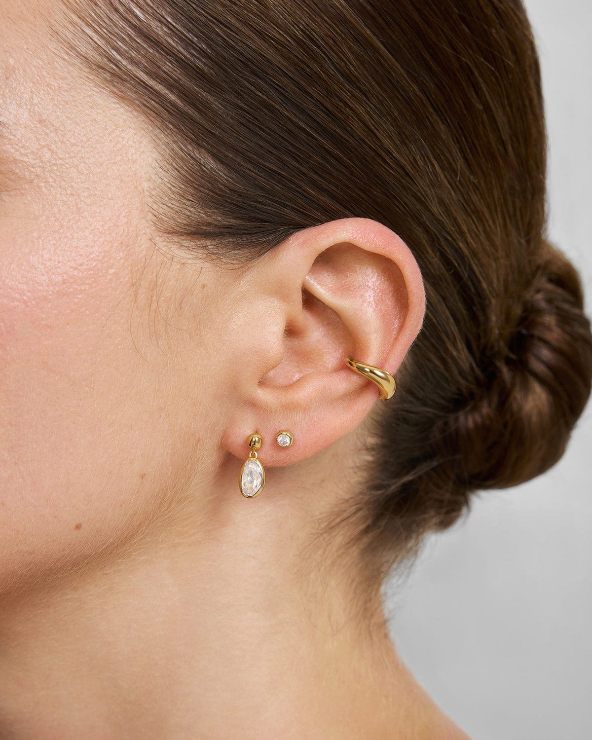 Ania Haie Gold Bezel Organic Pebble Dangle Stud Earrings E076-06G E076-06G view 2