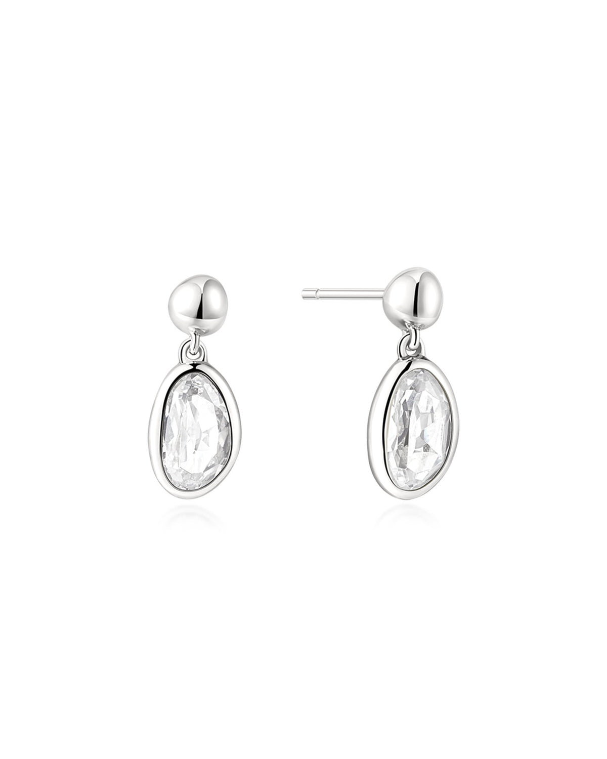 Ania Haie Silver Bezel Organic Pebble Dangle Stud Earrings E076-06H E076-06H front packshot