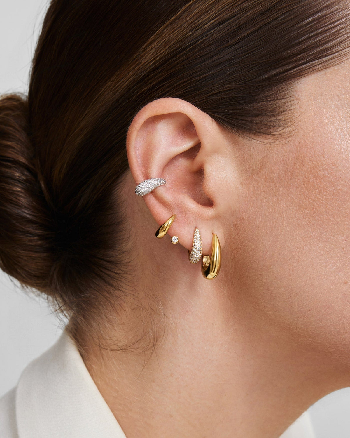 Ania Haie Gold Spiral Bezel-End Stud Hoop Earrings E076-08G E076-08G view 2