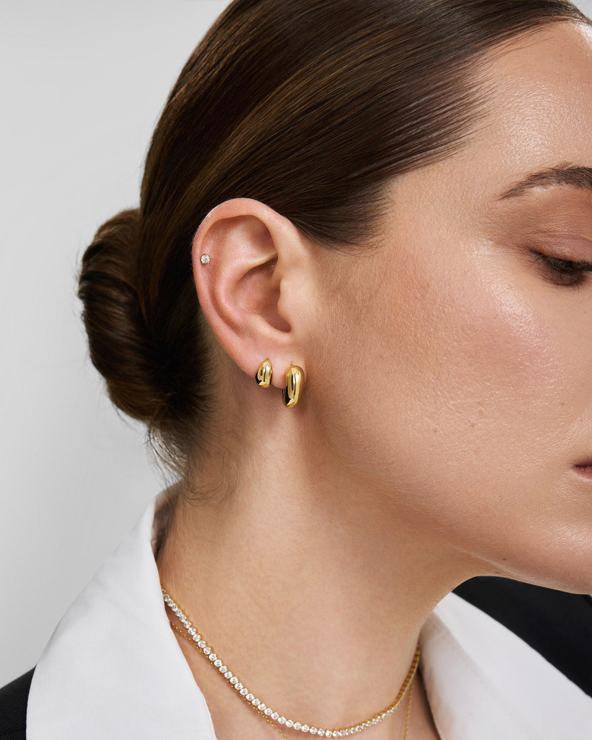 Ania Haie Gold Dome Stud Hoop Earrings E078-06G E078-06G view 3