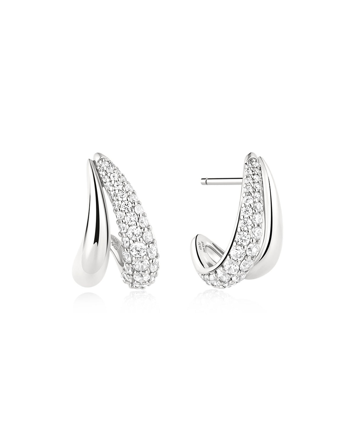 Ania Haie Silver Duet Stud Hoop Earrings E078-05H E078-05H front packshot