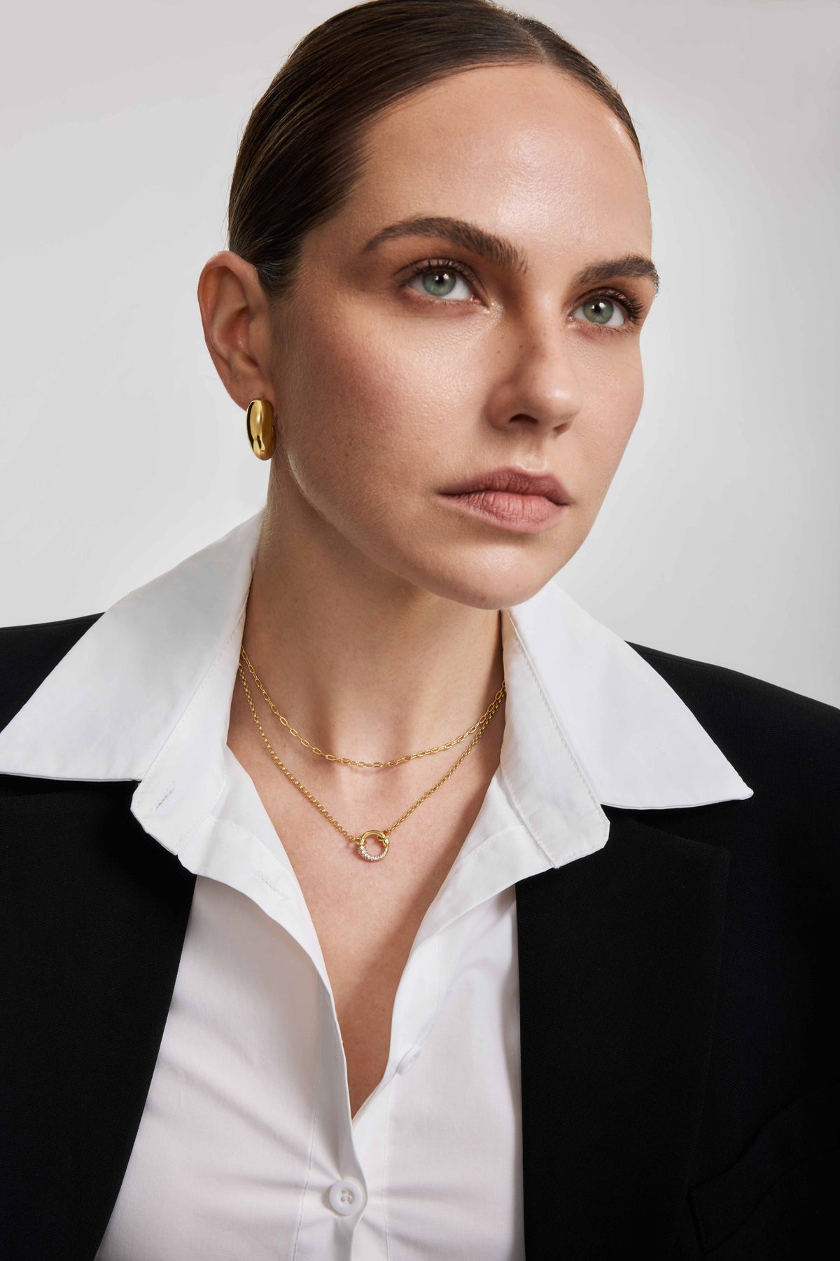 Ania Haie Gold Large Dome Stud Hoop Earrings E078-07G E078-07G view 4