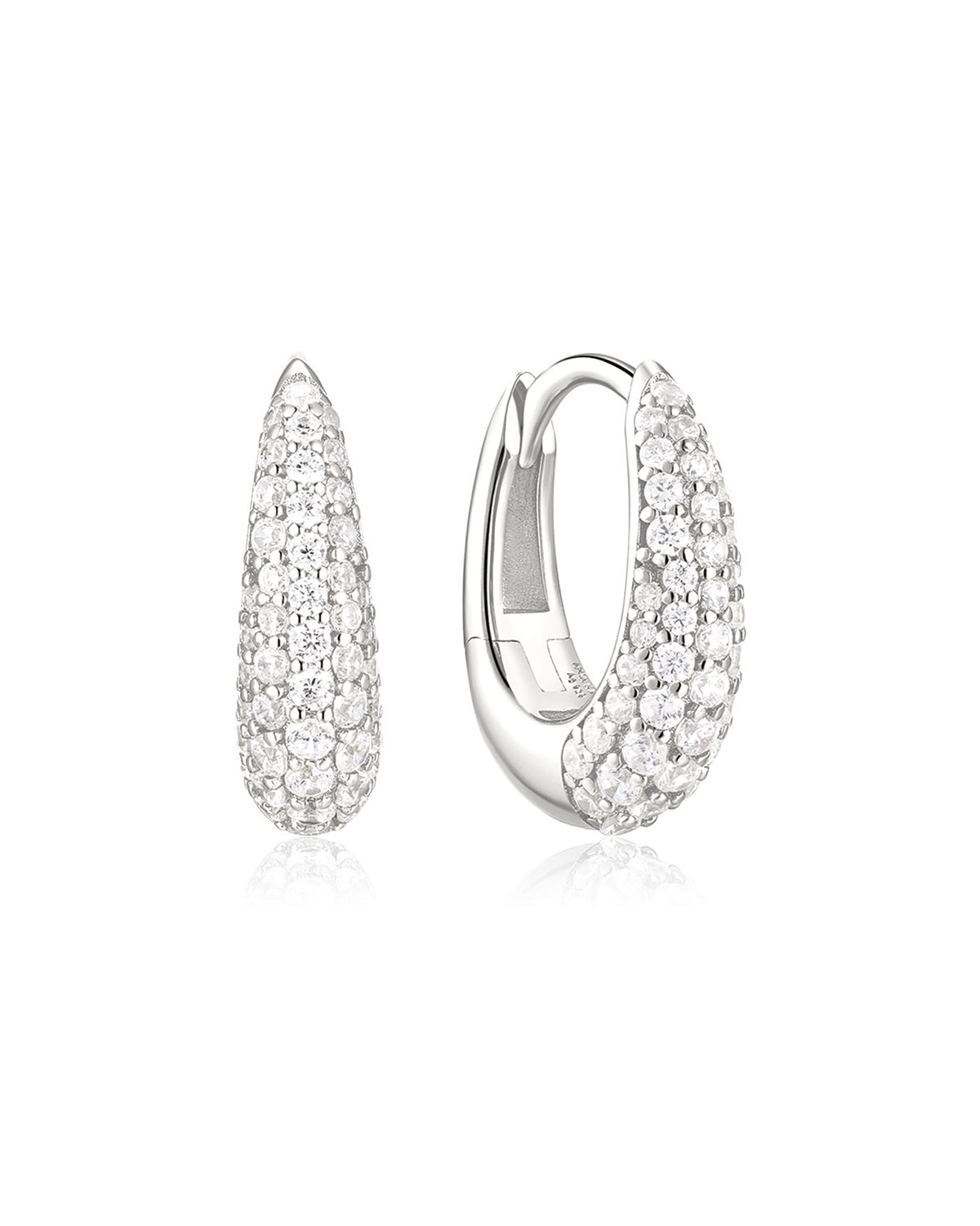 Ania Haie Silver Pave Dome Huggie Hoop Earrings E078-10H E078-10H front packshot