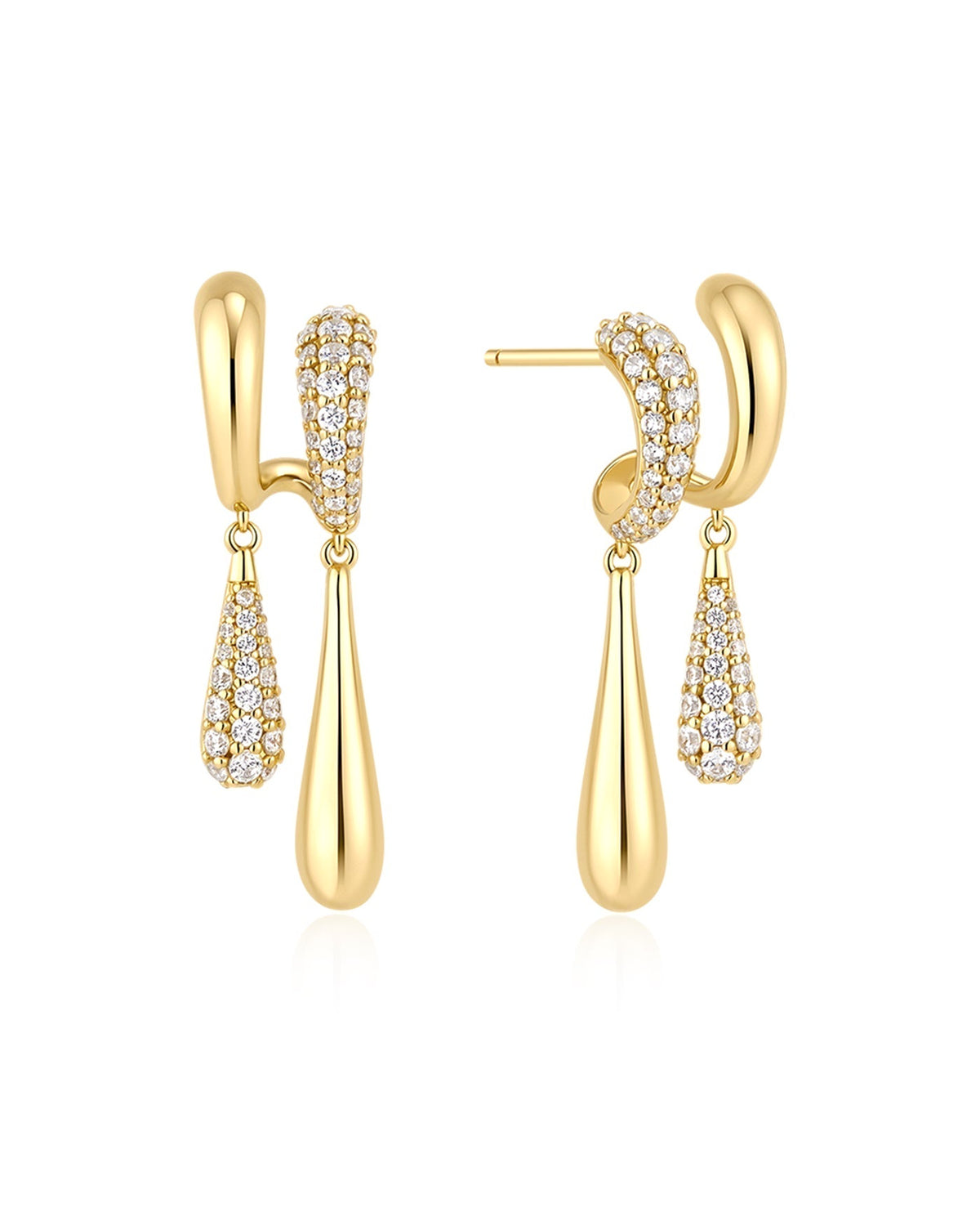 Ania Haie Gold Spiral Contrast Teardrop Dangle Stud Earrings E078-13G E078-13G front packshot