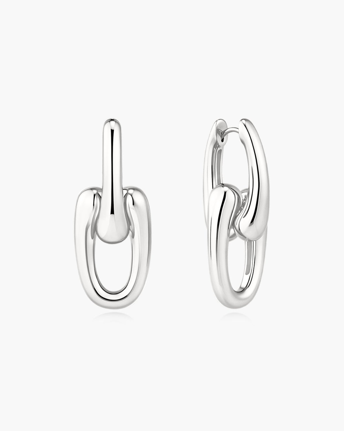 Ania Haie Silver Sculptural Interlocking Huggie Hoop Earrings E078-15H E078-15H front packshot