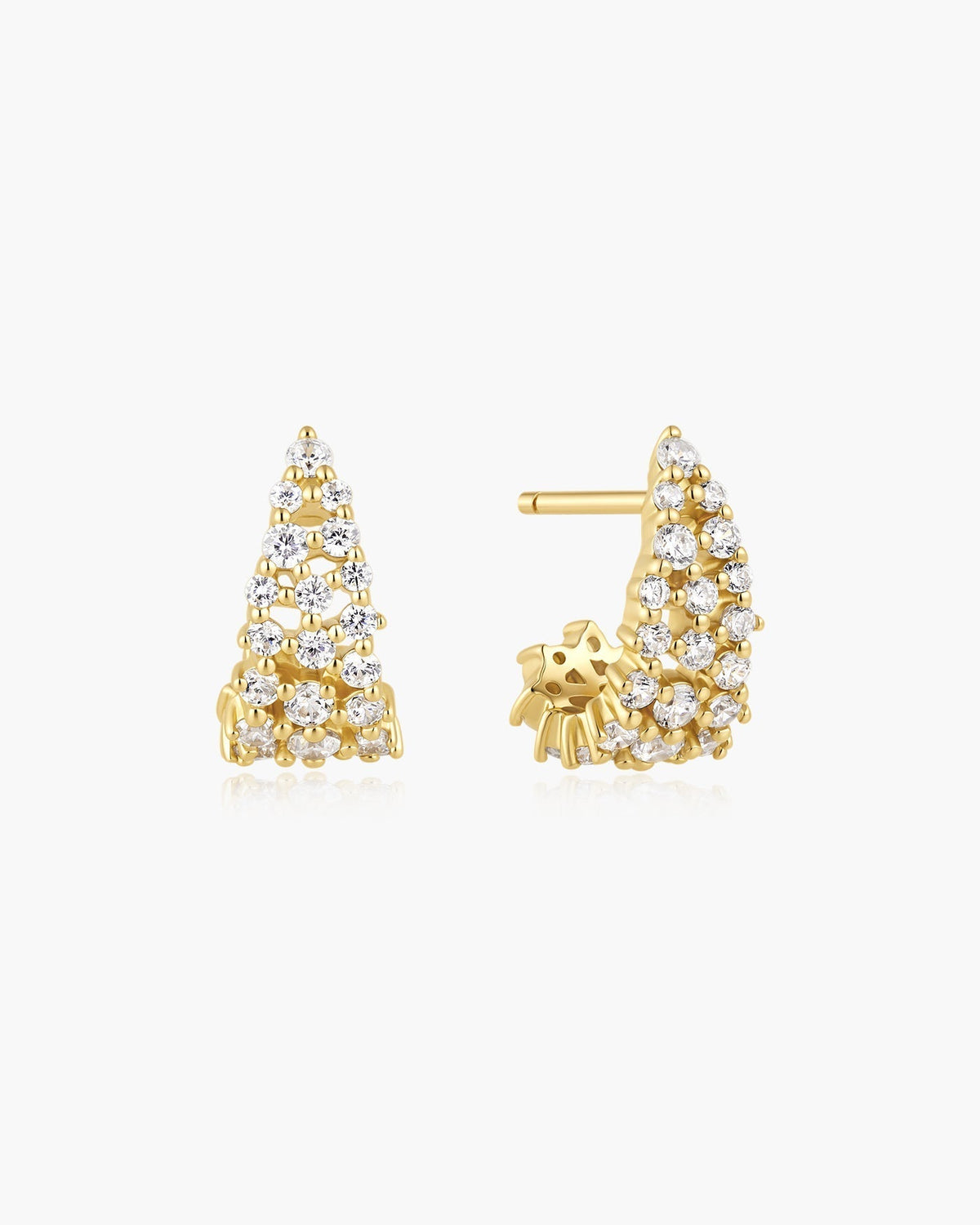 Ania Haie Gold Pave Openwork Curved Stud Hoop Earrings