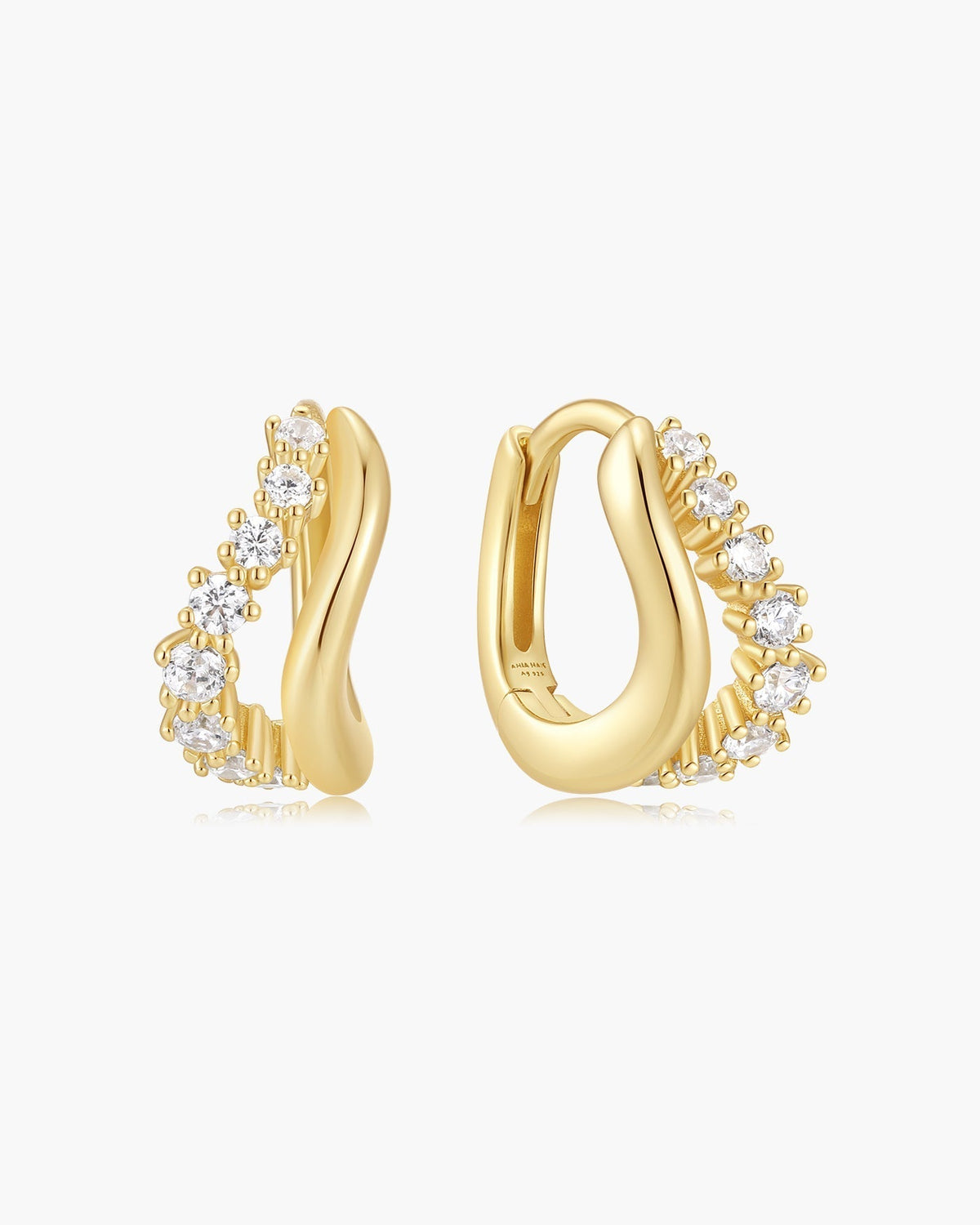 Ania Haie Gold Duet Wave Huggie Hoop Earrings