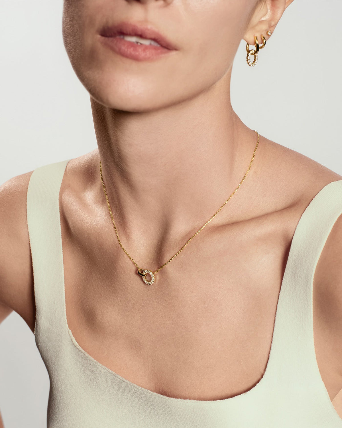 Ania Haie Gold Pave Interlocked Huggie Hoop Earrings