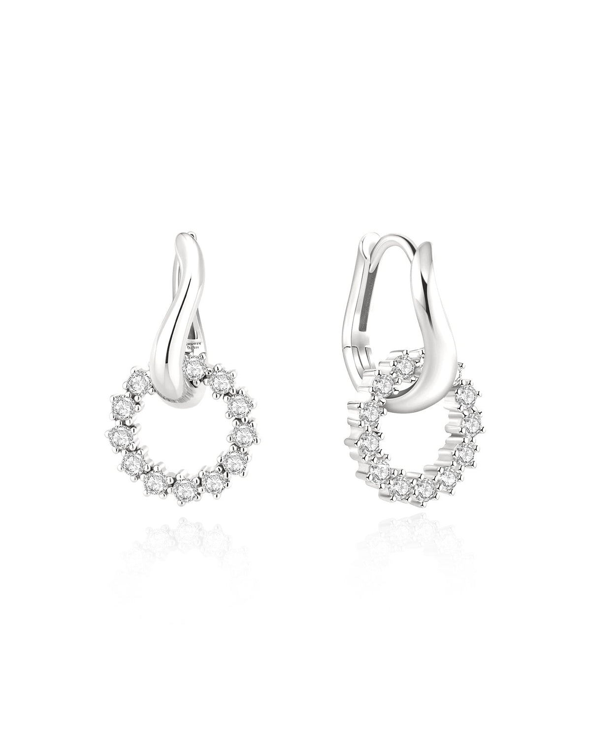 Ania Haie Silver Pave Interlocked Huggie Hoop Earrings
