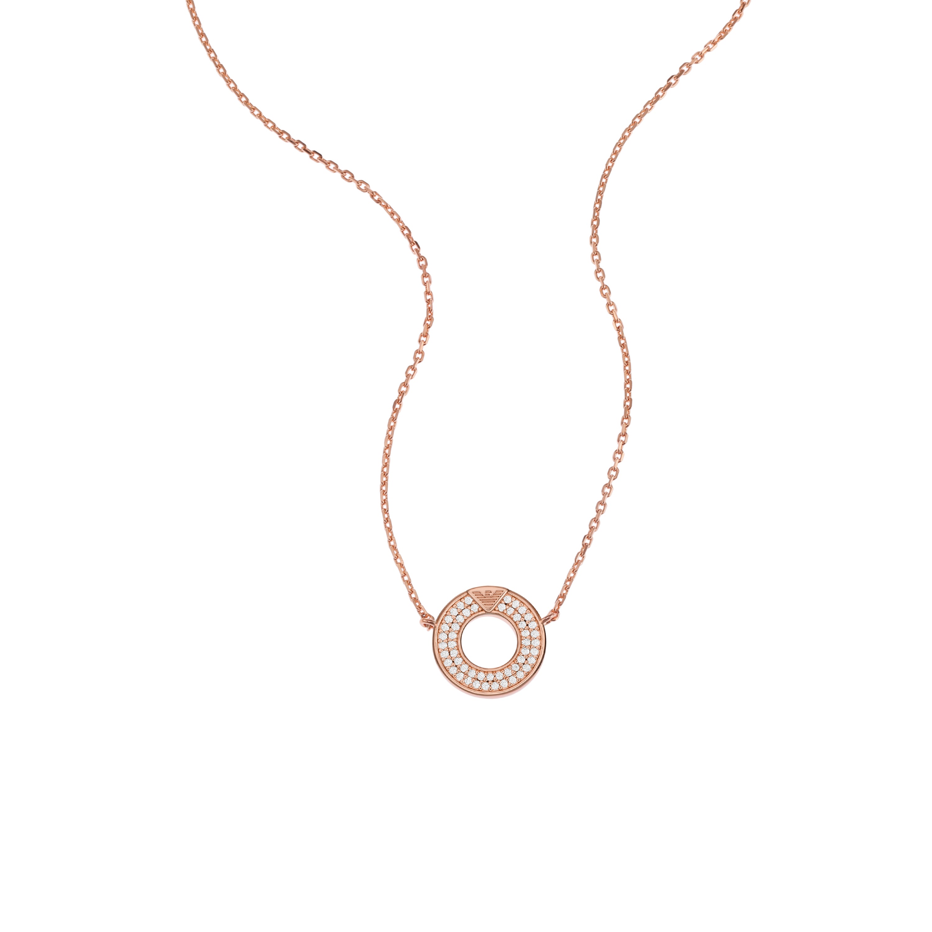 Armani Elegance Rose Gold Key Necklace with Cubic Zirconia EG3588221