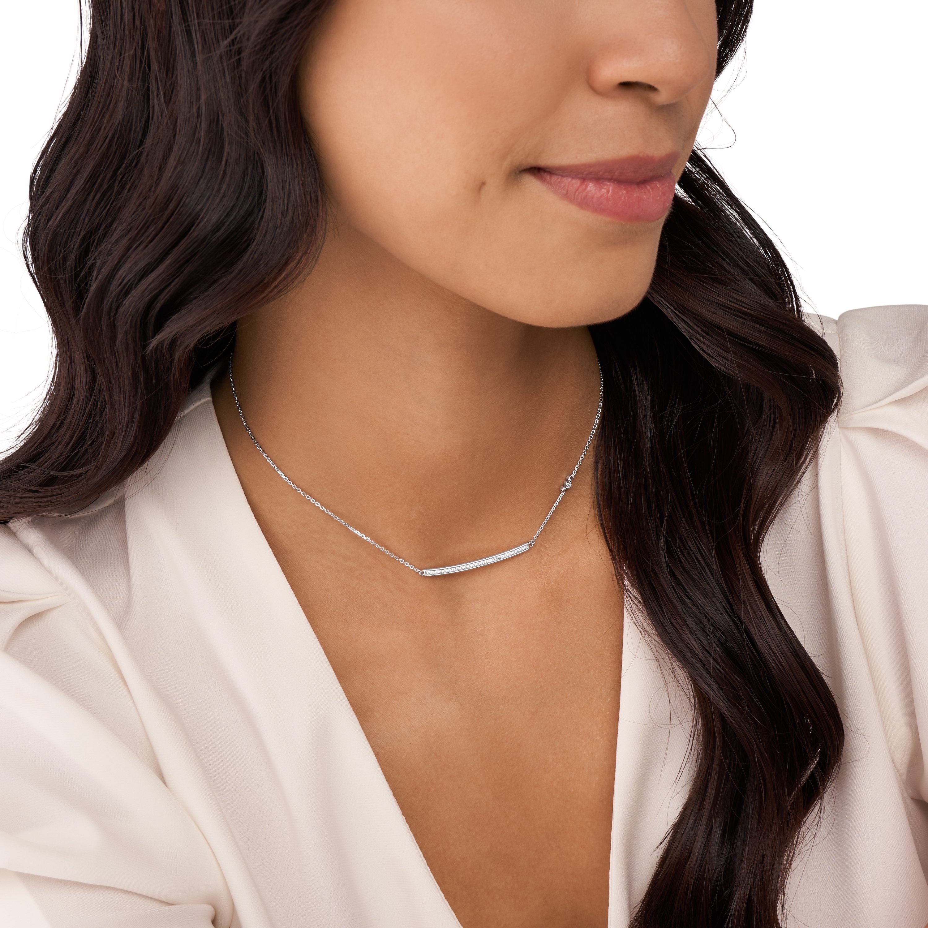 Armani Sterling Silver Elegance Necklace with Zirconia EG3591040