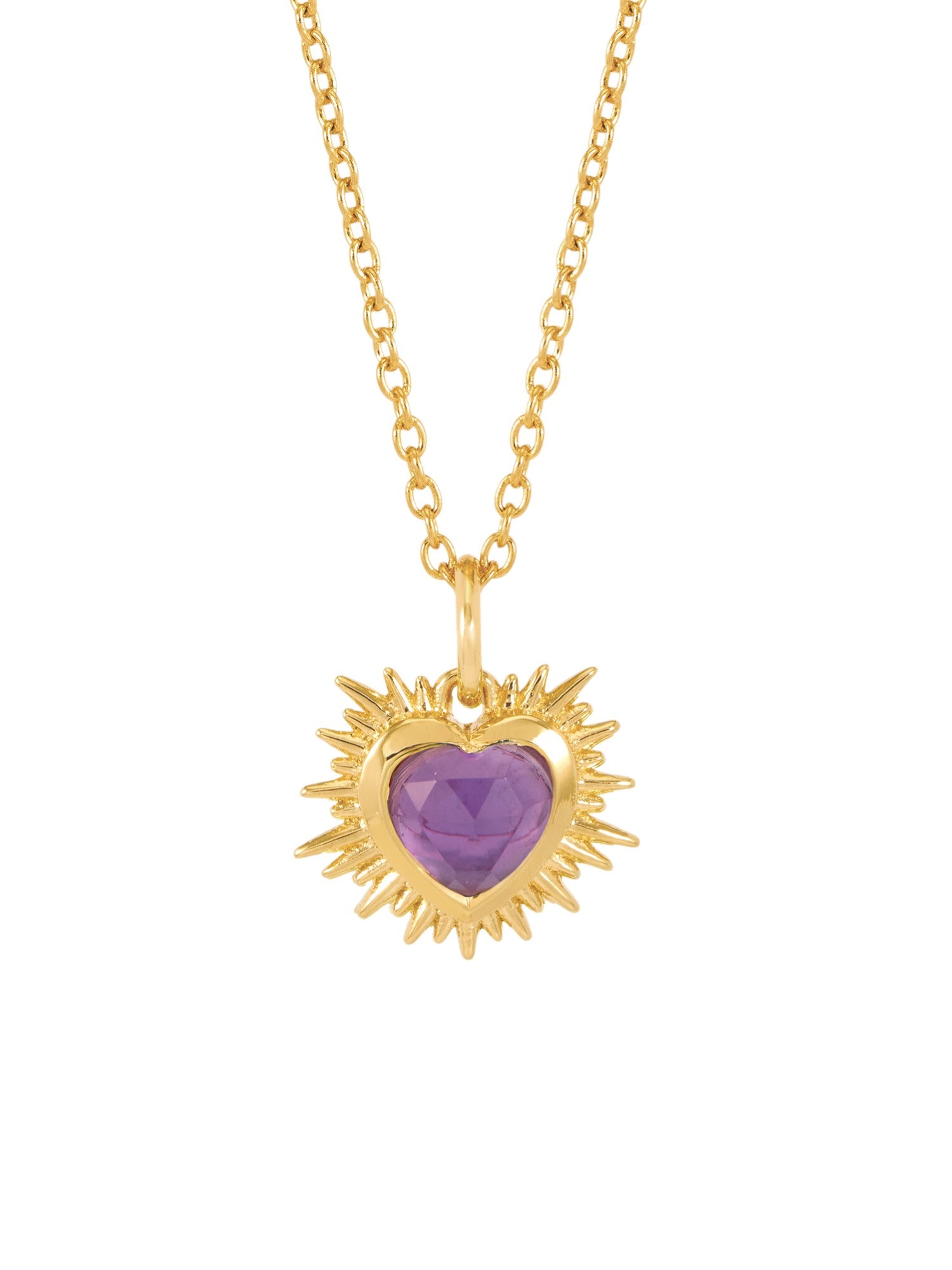 Rachel Jackson Electric Love Birthsone Heart Necklace Gold FEBRUARY