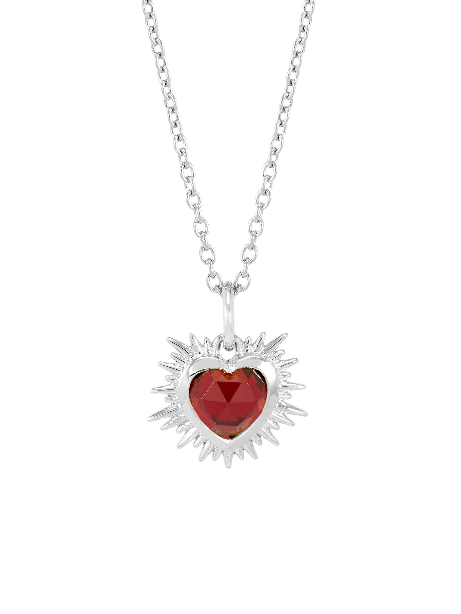 Rachel Jackson Electric Love Birthsone Heart Necklace Silver JANUARY