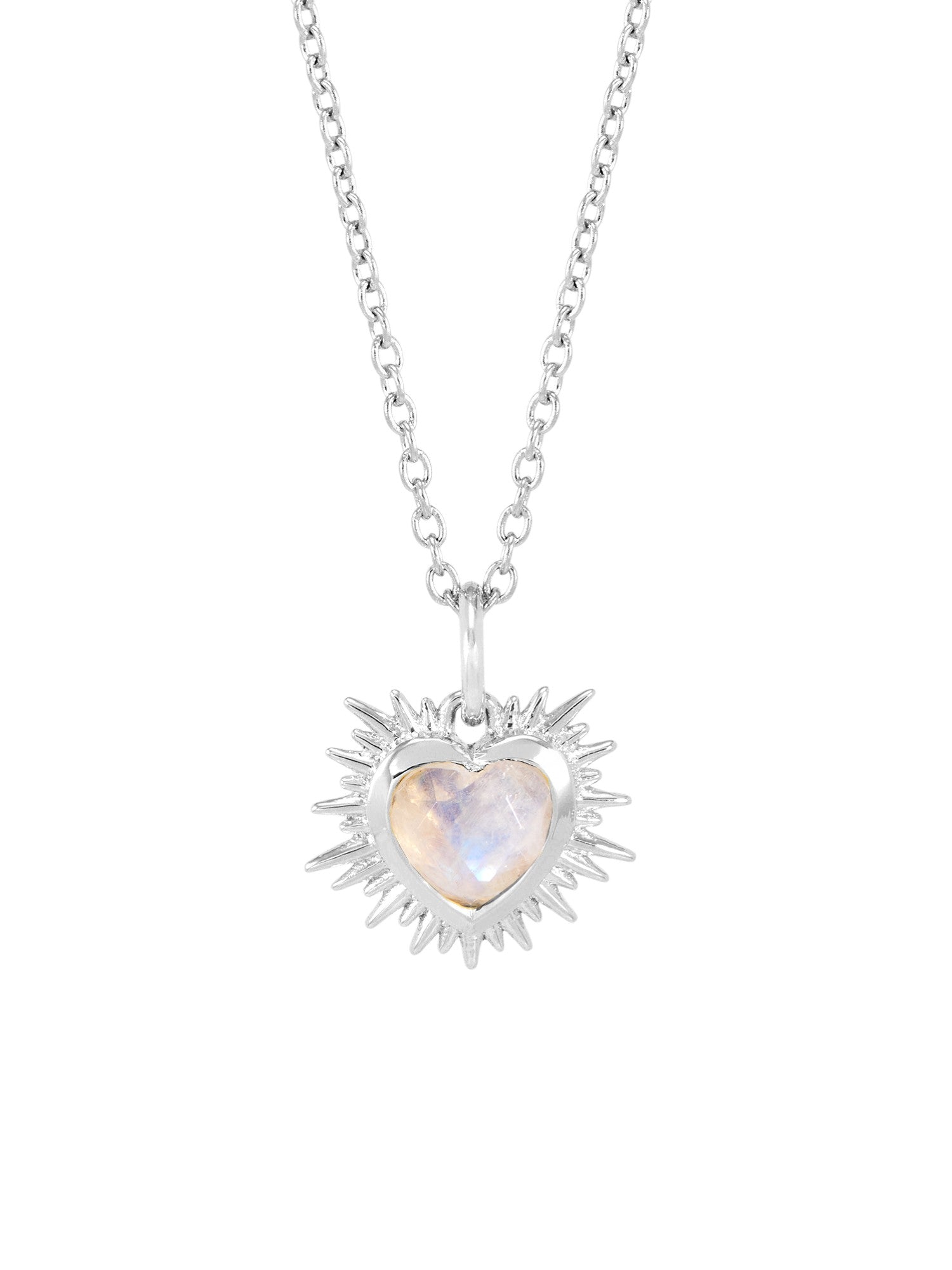 Rachel Jackson Electric Love Birthsone Heart Necklace Silver JUNE