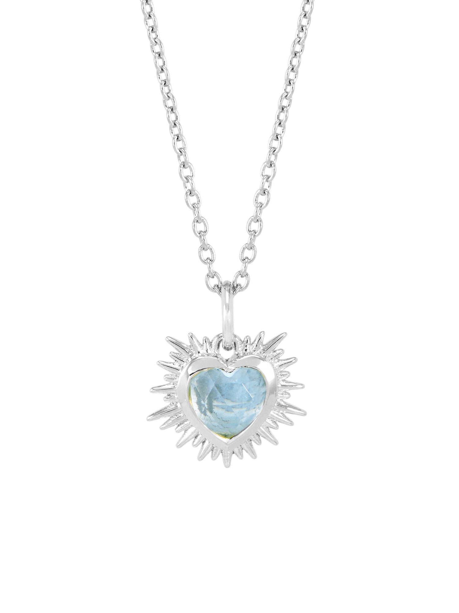 Rachel Jackson Electric Love Birthsone Heart Necklace Silver MARCH