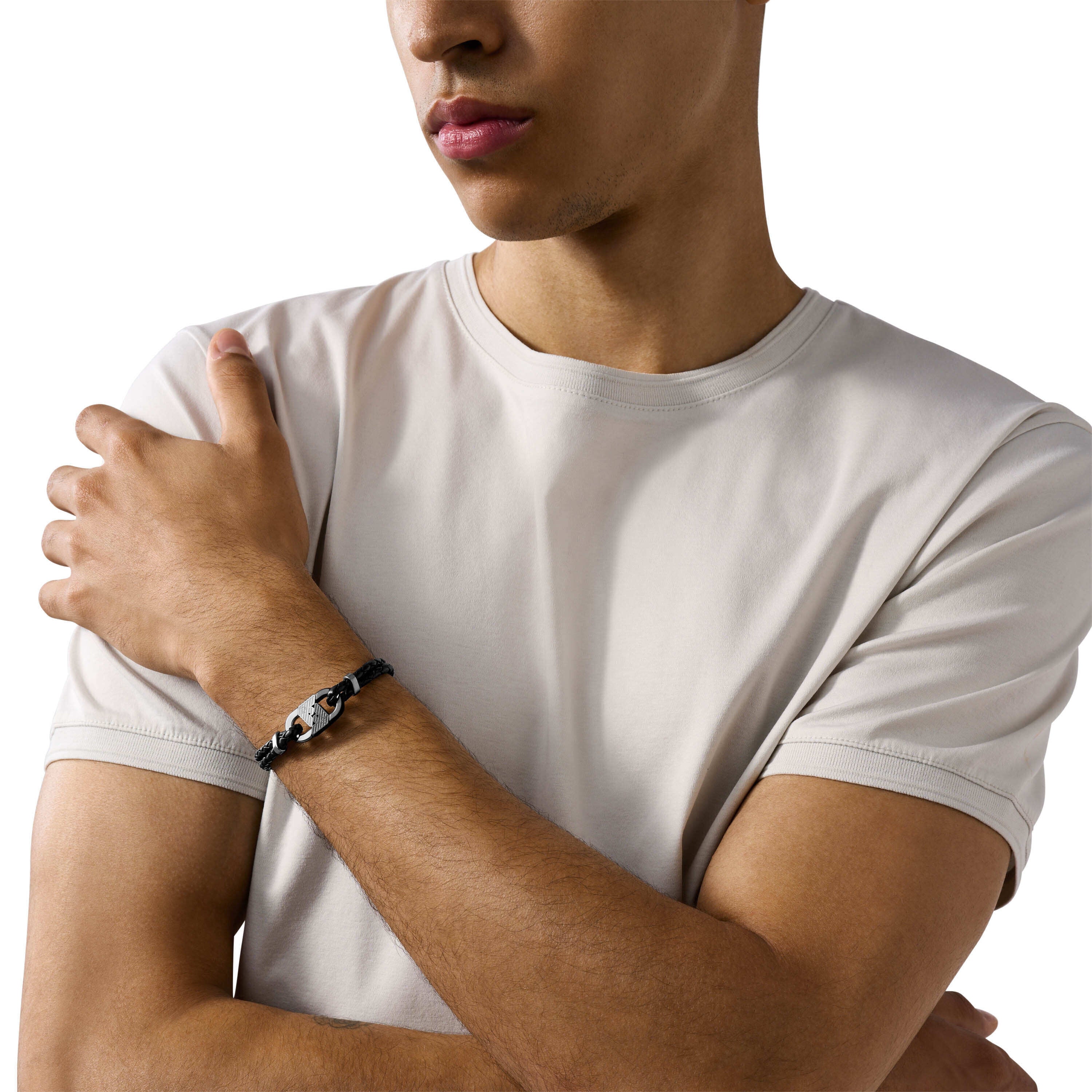 Emporio Armani Elegance Two-Tone Leather Men's Bracelet EGS3171040