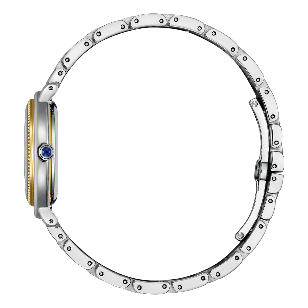 Citizen L Arising EM1104-83D women's watch mother of pearl dial two tone stainless steel bracelet side profile