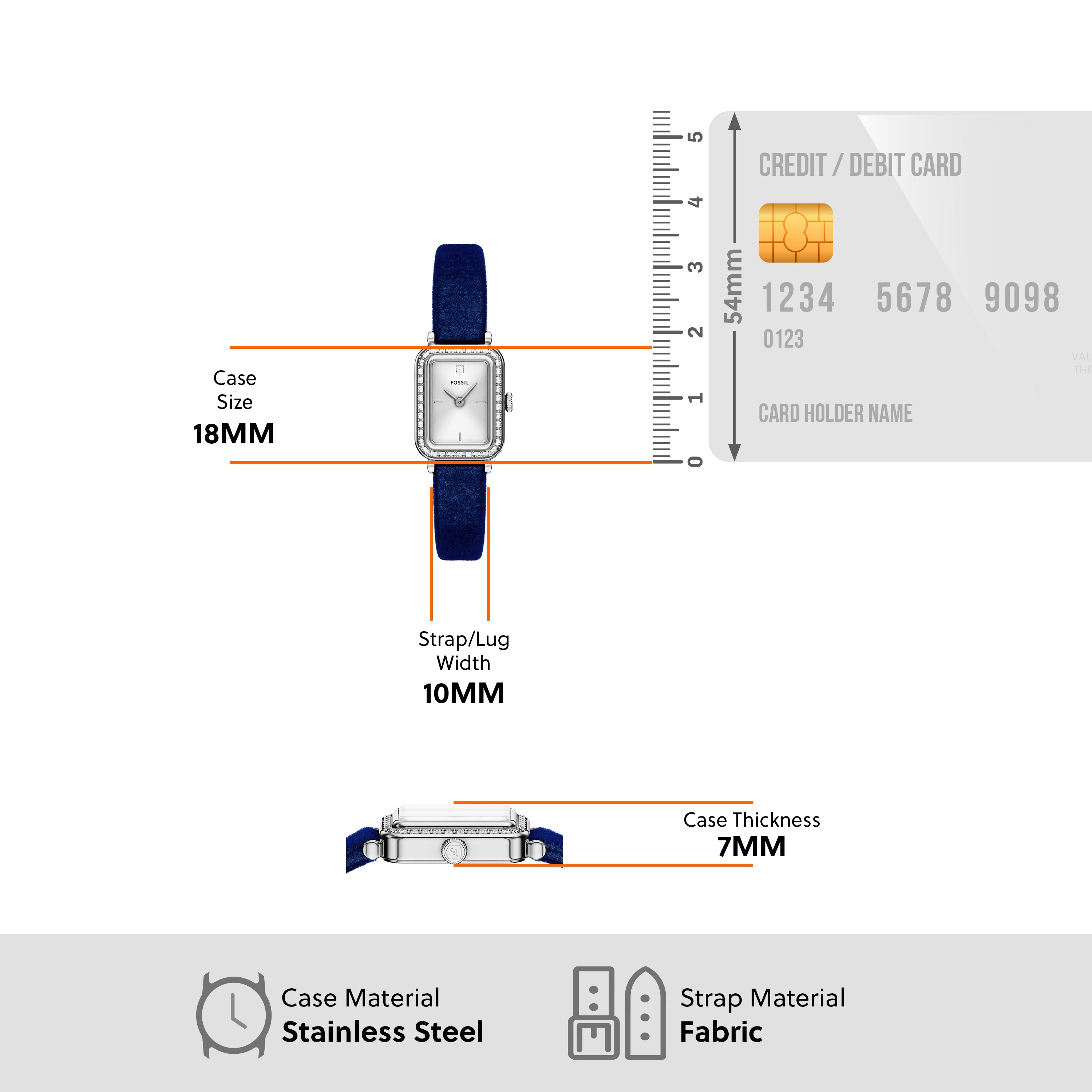 Fossil Raquel Two Hand Blue Velvet Watch ES5436