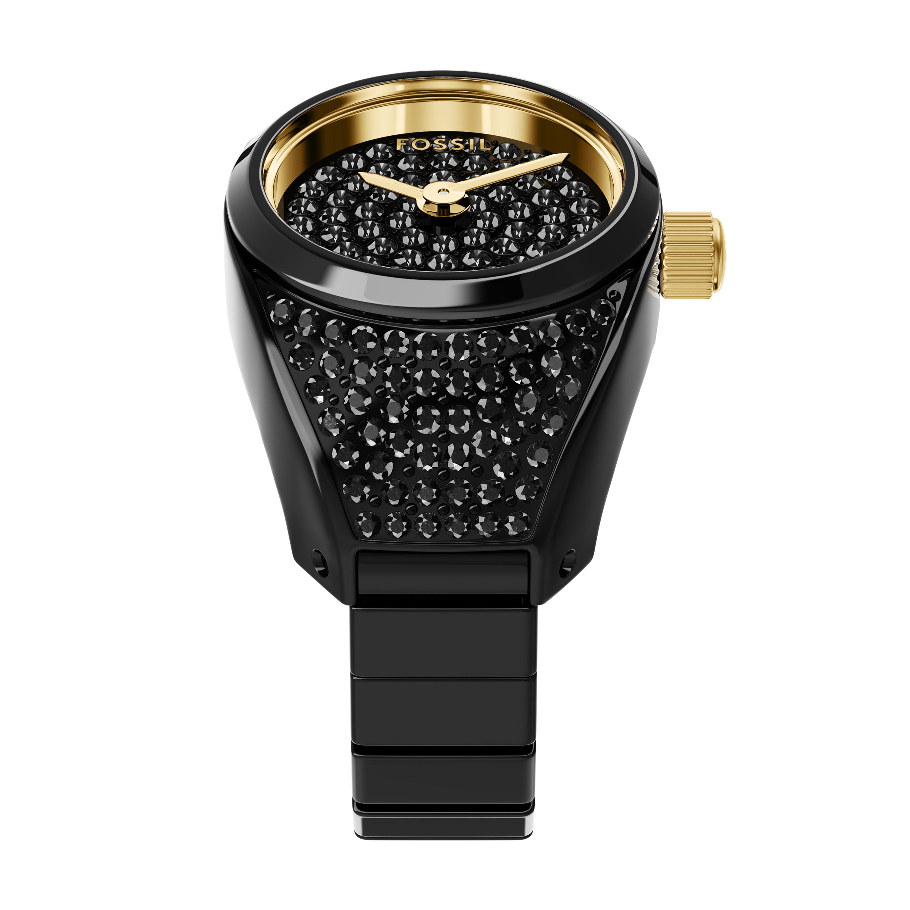 Fossil Raquel Black Pavé Dial Watch Ring ES5449