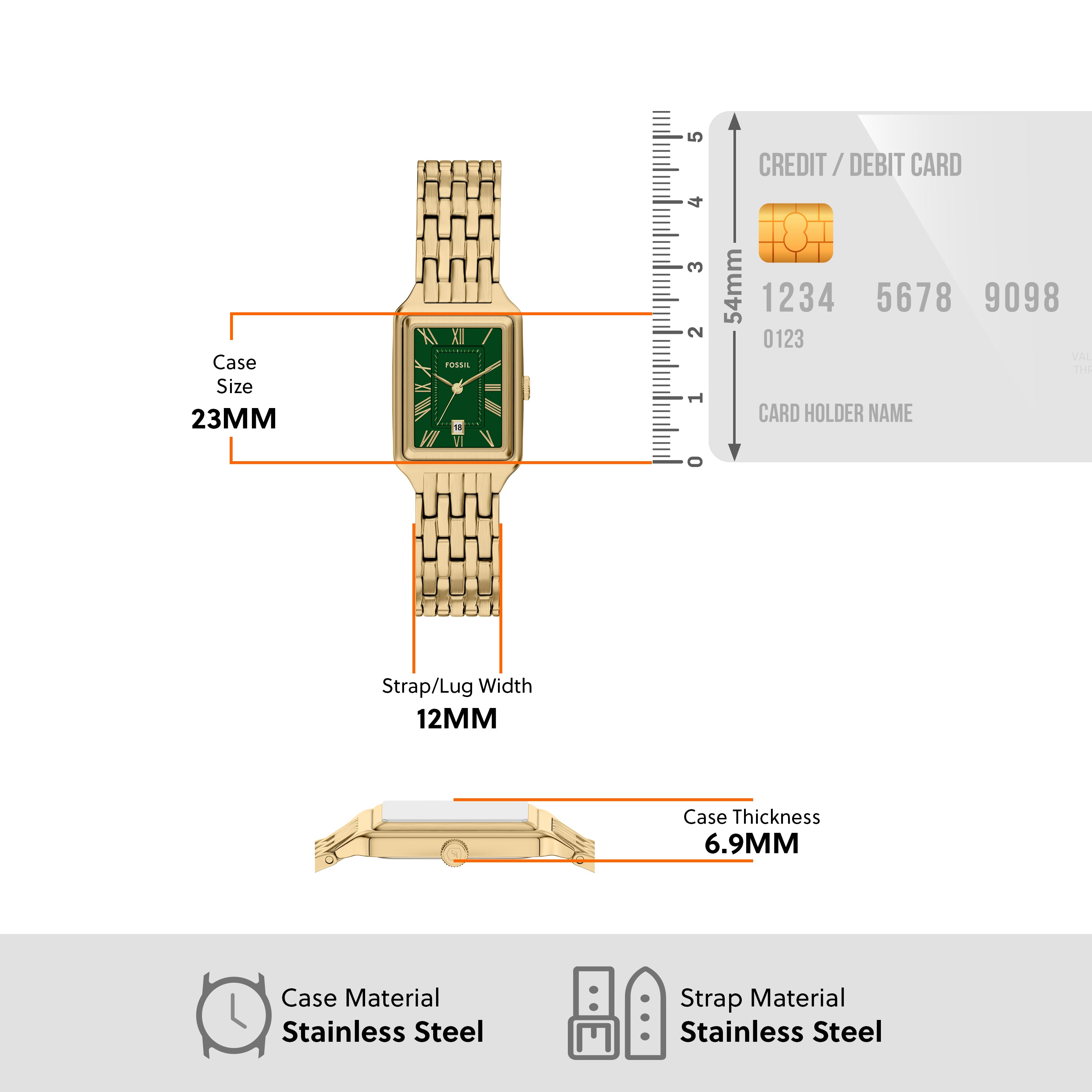 Fossil Raquel Three Hand Gold Stainless Steel Watch ES5452