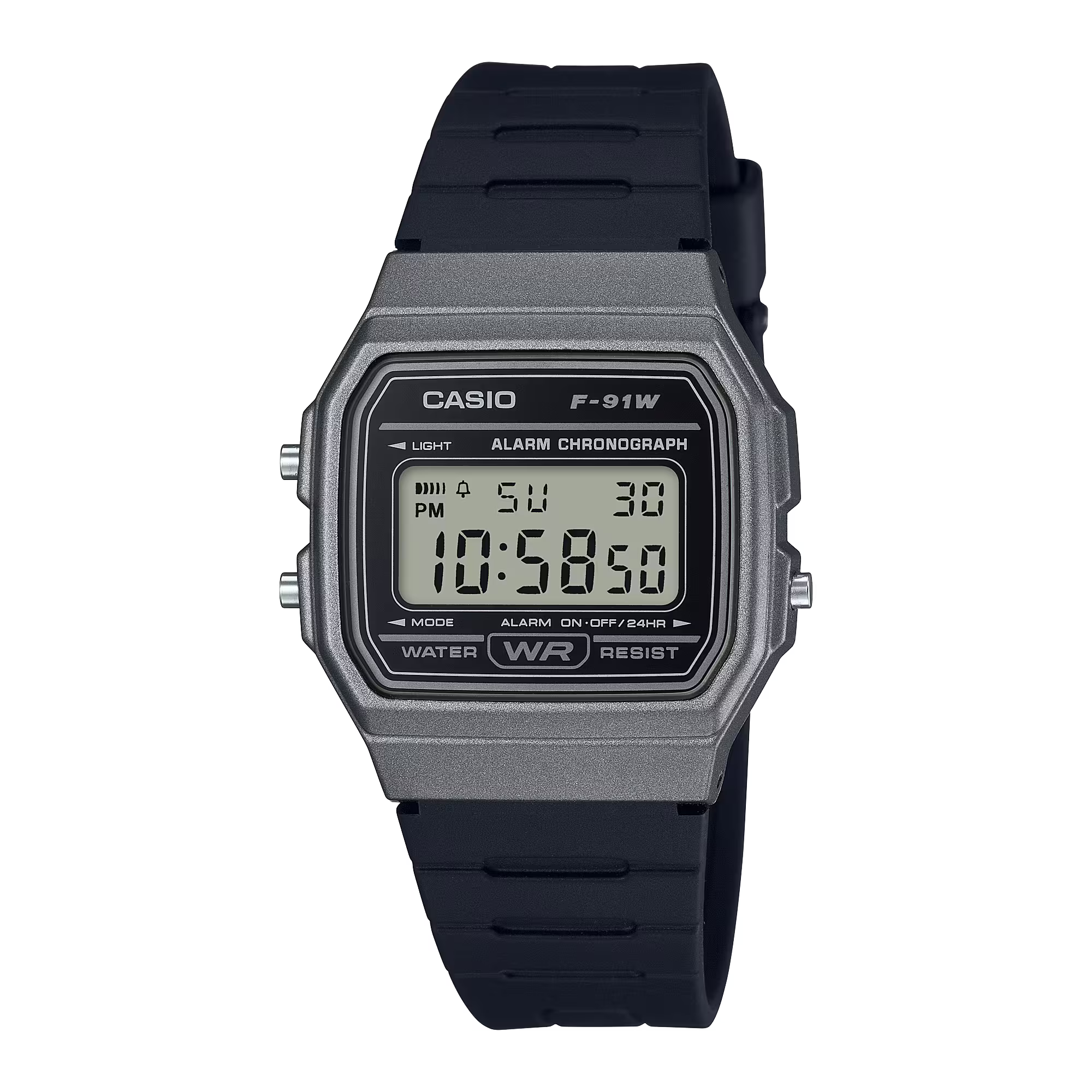 Casio Classic Grey and Black Resin Band Digital Watch F91WM-1B