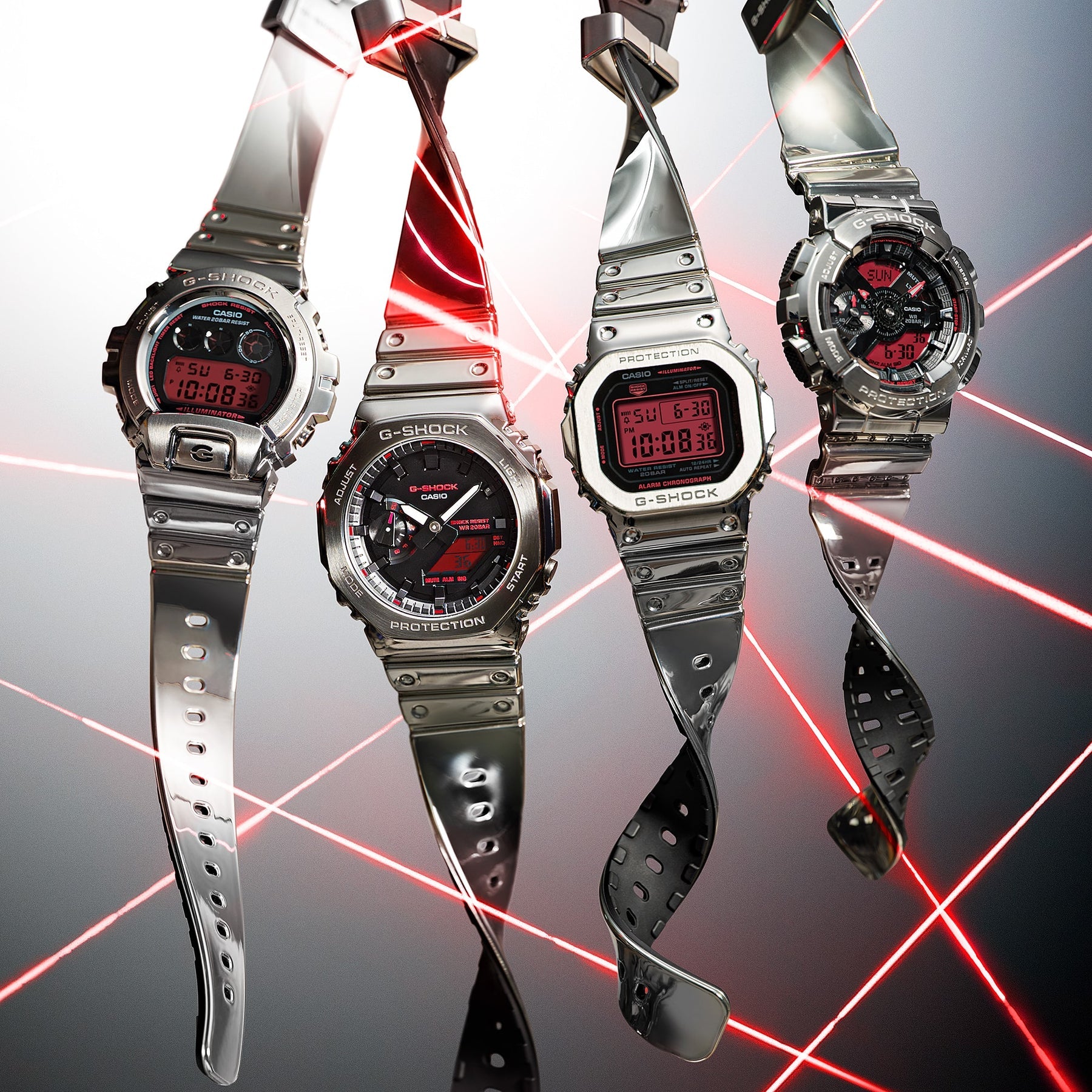 G-Shock Digital Fine Metallic Series Silver Resin Band Stainless Steel Case Watch GM5600YRA-8D