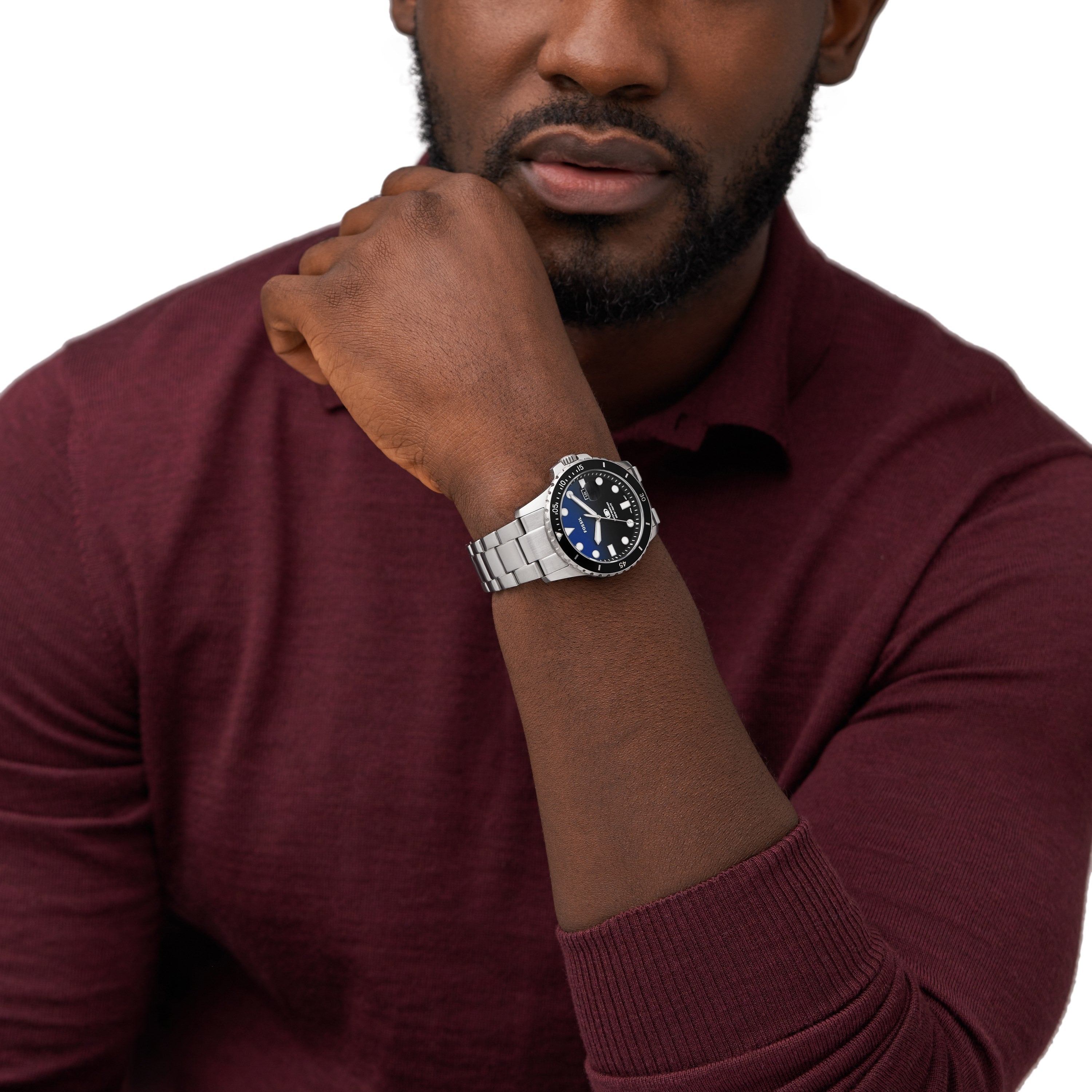 Fossil Blue Dial  Stainless Steel Men's Watch FS6038