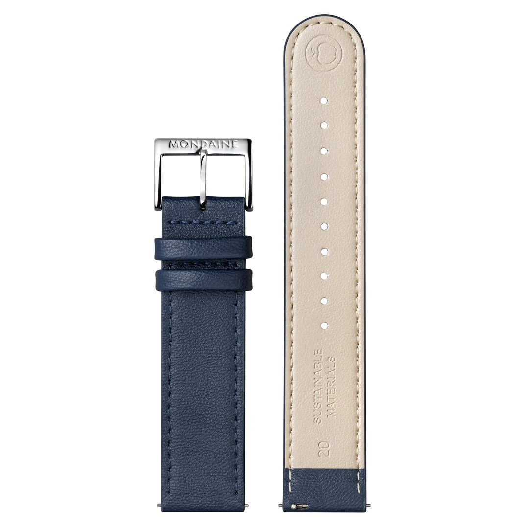Mondaine Doppio Solar Blue Vegan Leather Watch MLE.41910.LDV