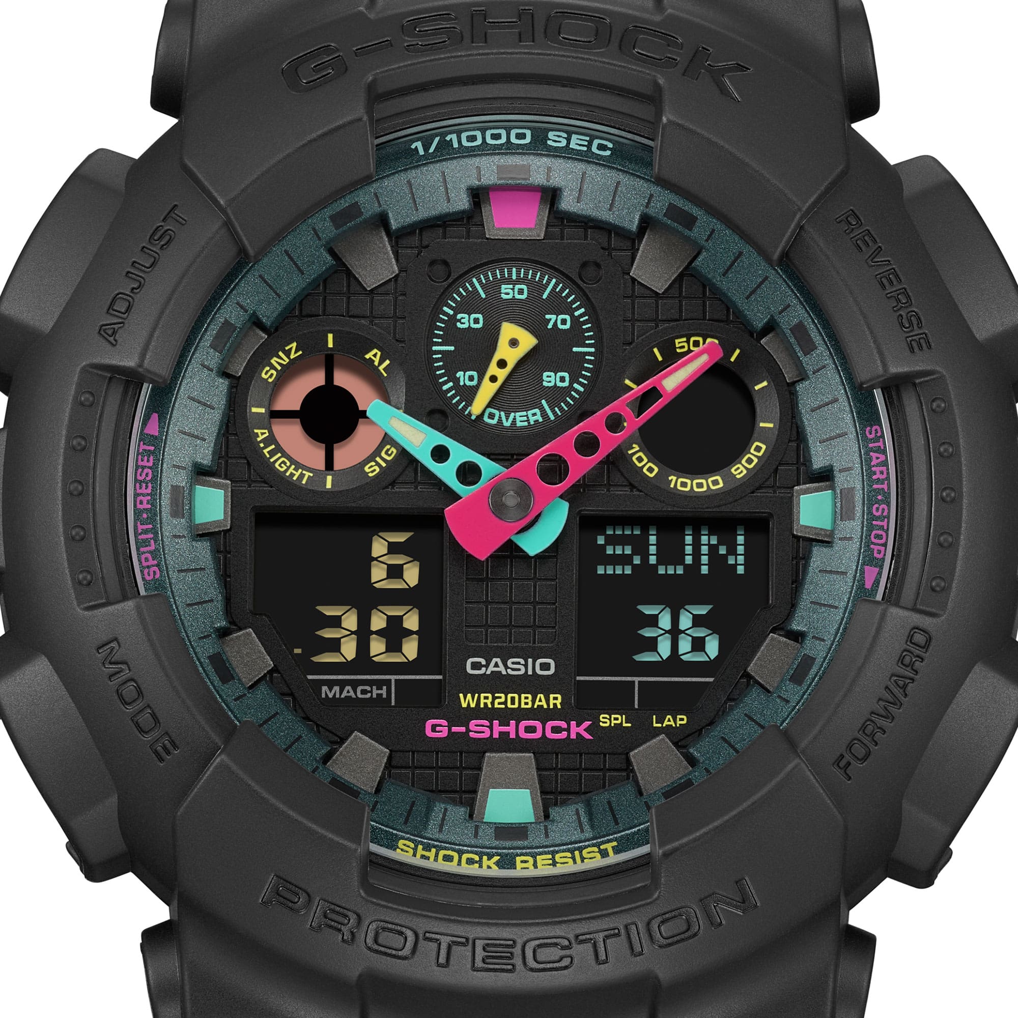 G-Shock Analog Digital DUO Multi-Fluro Black Resin Band Watch GA100MF-1A