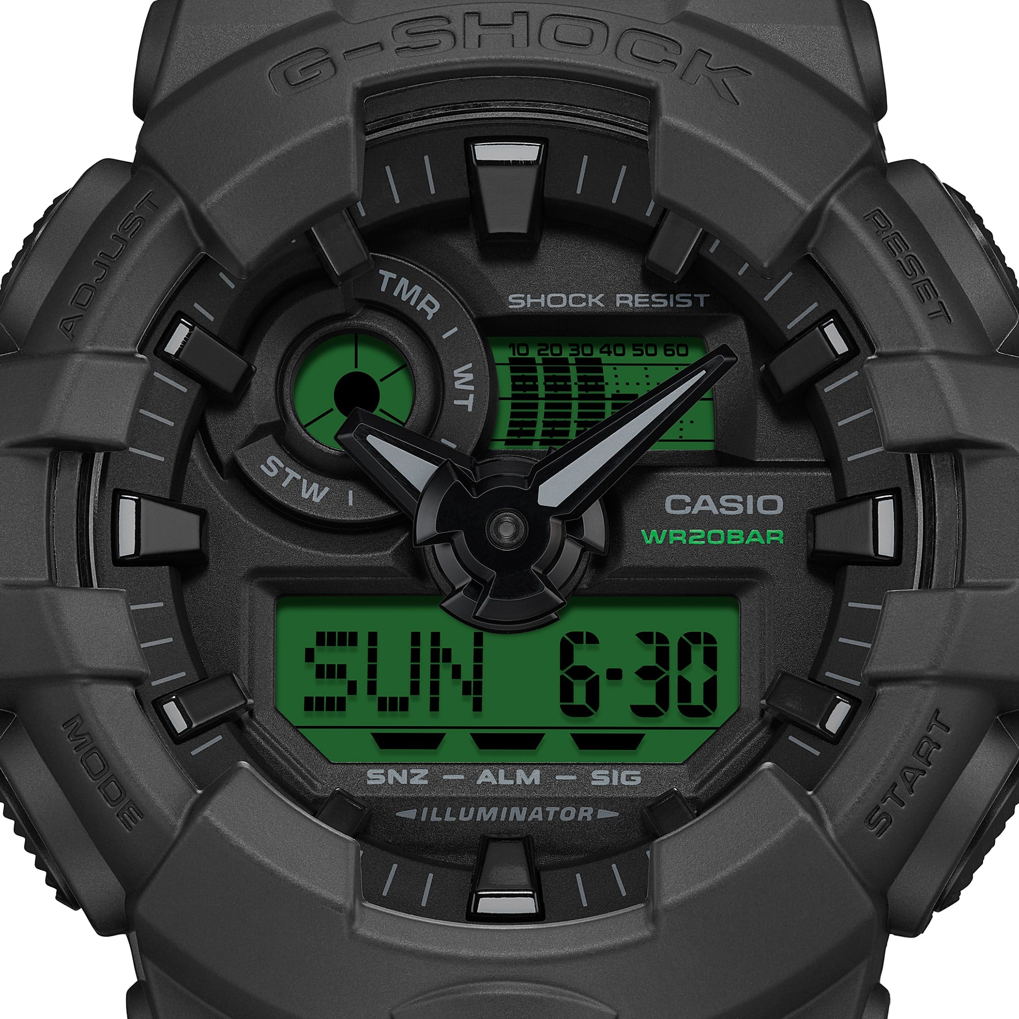 G-Shock Black and Electro Green Men's Watch GA700BEG-1A