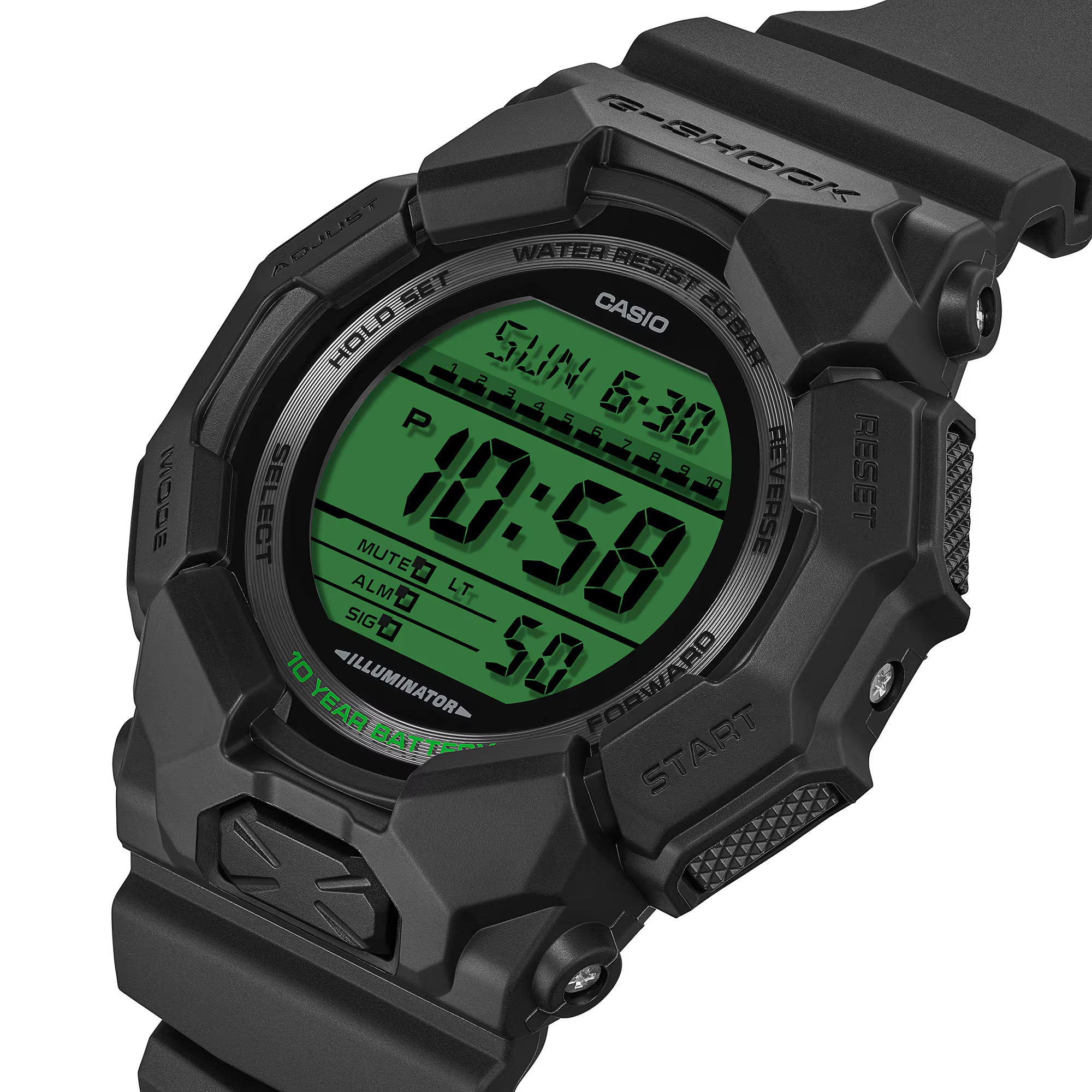 G-Shock Analog Digital Green Dial Black Resin Band 10 Year Battery Watch GD010BEG-1D