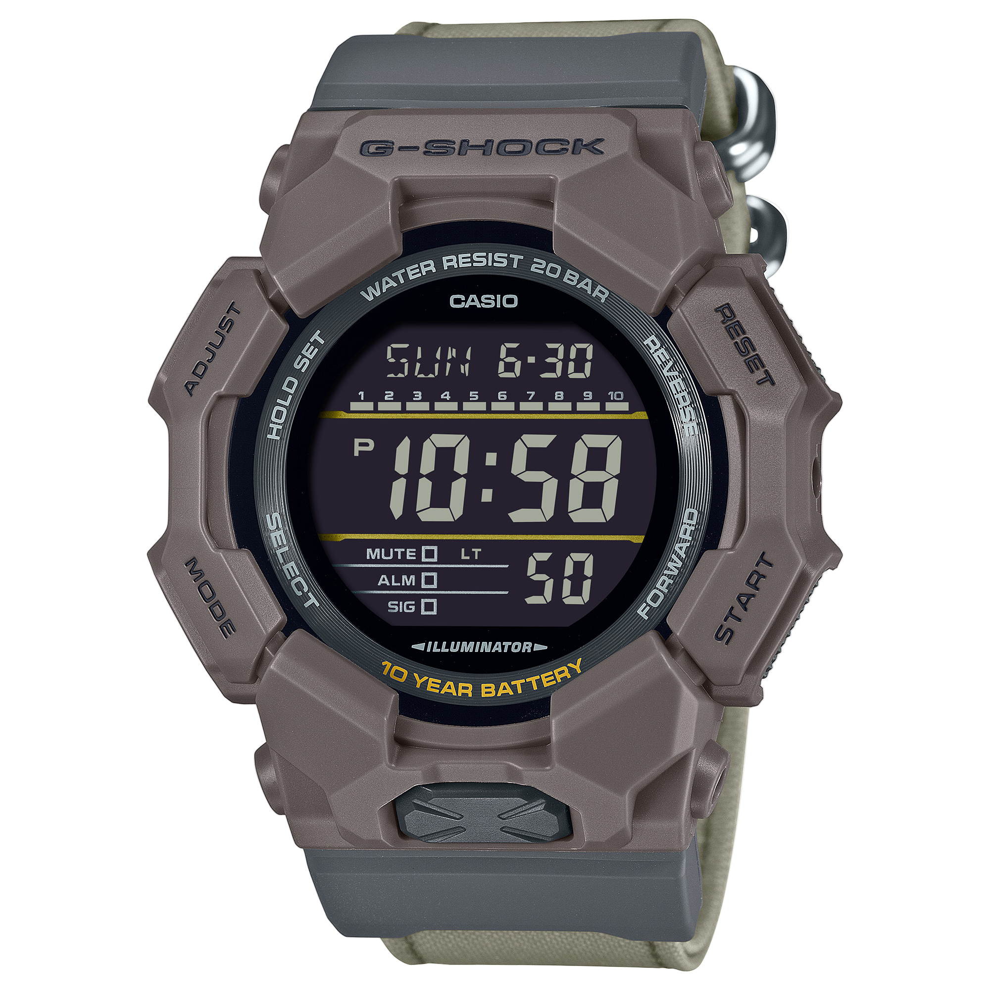 G-Shock Digital Black Dial Green Fabric Band Watch GD010CE-5D