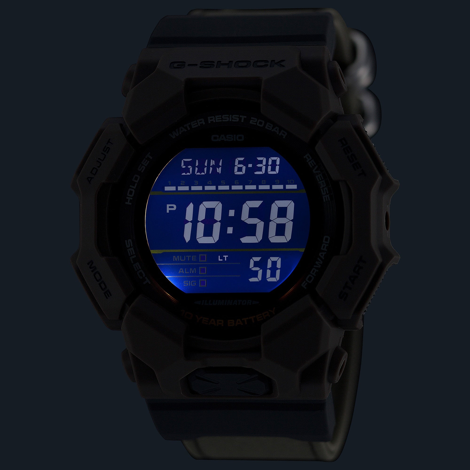 G-Shock Digital Black Dial Green Fabric Band Watch GD010CE-5D