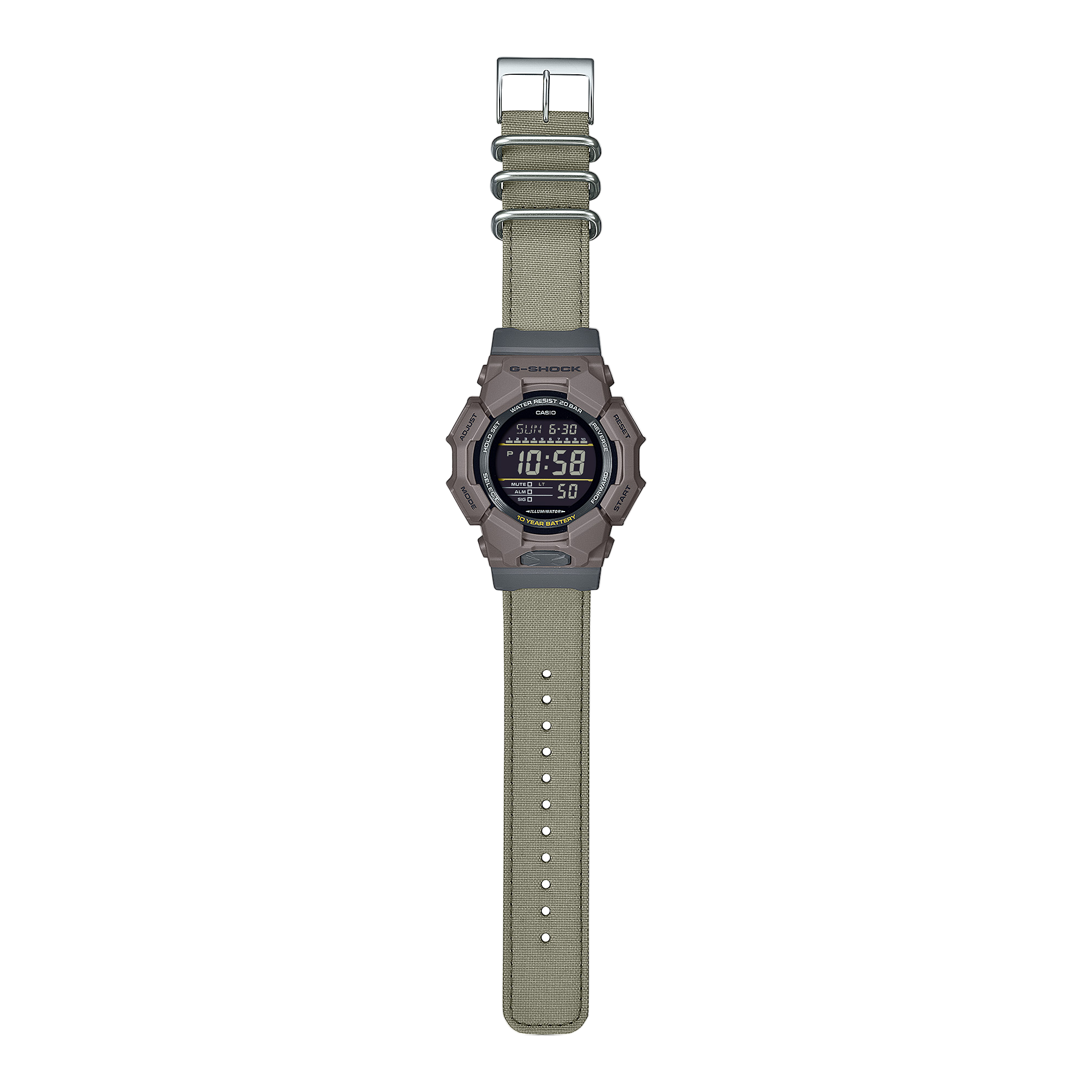 G-Shock Digital Black Dial Green Fabric Band Watch GD010CE-5D