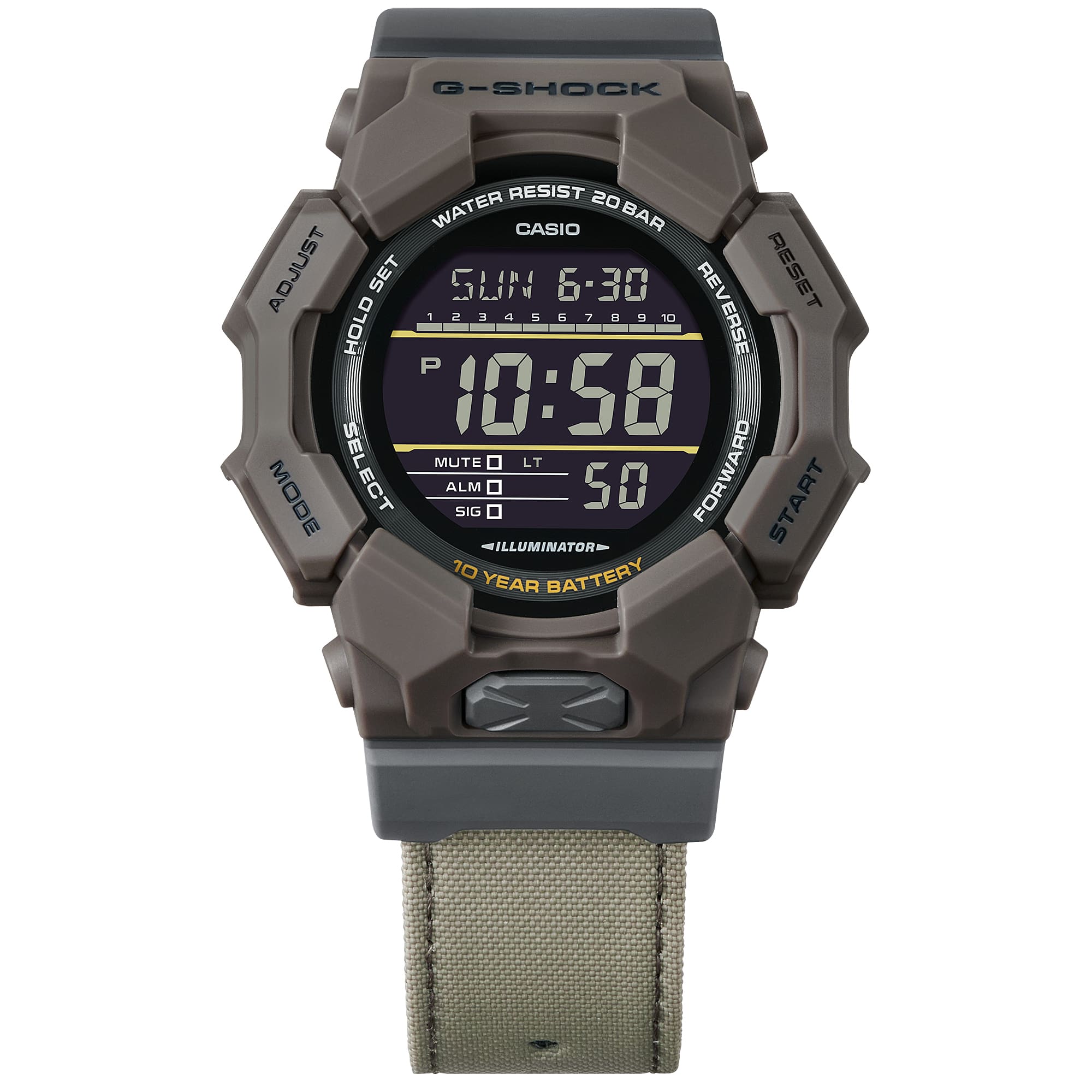 G-Shock Digital Black Dial Green Fabric Band Watch GD010CE-5D