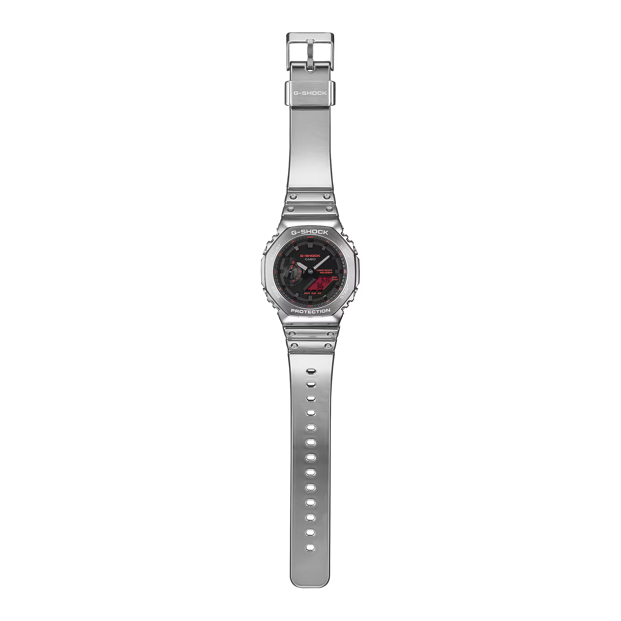 G-Shock Duo Fine Metallic Series Silver Resin Band Stainless Steel Case Watch GM2100YRA-8A