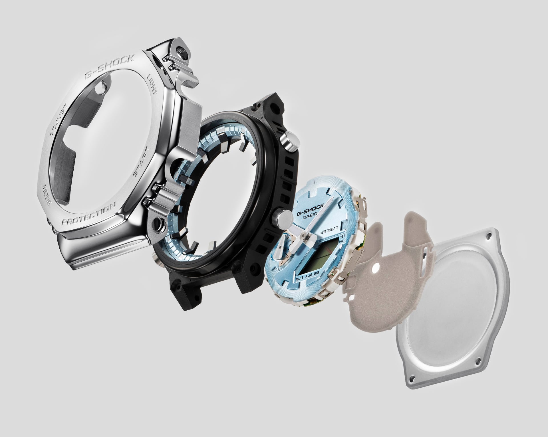 G-Shock Duo Metal Grey Dial Stainless Steel Watch GM2110D-8A